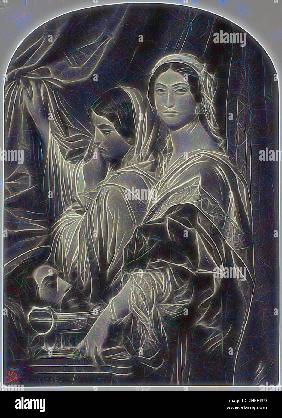 Inspiriert von Herodias mit dem Kopf Johannes des Täufers von Paul Delaroche, Hérodiade, Robert Jefferson Bingham, nach: Paul Delaroche, Paris, c. 1853 - in oder vor 1858, Papier, Albumendruck, Gravur, Höhe 150 mm × Breite 107 mmhöhe 225 mm × Breite 160 mm, neu erfunden von Artotop. Klassische Kunst neu erfunden mit einem modernen Twist. Design von warmen fröhlichen Leuchten der Helligkeit und Lichtstrahl Strahlkraft. Fotografie inspiriert von Surrealismus und Futurismus, umarmt dynamische Energie der modernen Technologie, Bewegung, Geschwindigkeit und Kultur zu revolutionieren Stockfoto