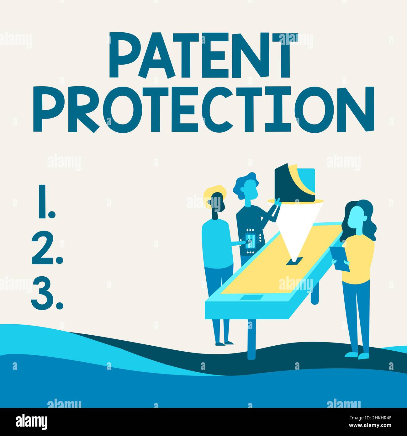 Text mit Inspiration Patentschutz. Geschäftsansatz bietet einer Person oder juristischen Person exklusive Rechte Kollegen Zeichnung Standing Stockfoto