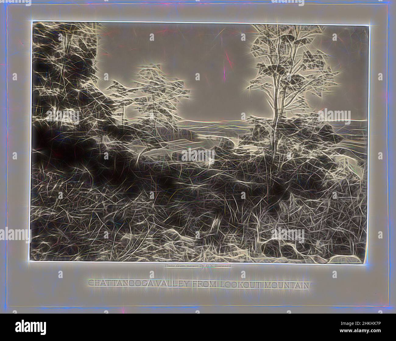 Inspiriert von Chattanooga Valley vom Lookout Mountain, George N. Barnard, Vereinigte Staaten von Amerika, 1864 - 1866, Albumendruck, Höhe 427 mm × Breite 524 mmhöhe 255 mm × Breite 358 mm, neu gestaltet von Artotop. Klassische Kunst neu erfunden mit einem modernen Twist. Design von warmen fröhlichen Leuchten der Helligkeit und Lichtstrahl Strahlkraft. Fotografie inspiriert von Surrealismus und Futurismus, umarmt dynamische Energie der modernen Technologie, Bewegung, Geschwindigkeit und Kultur zu revolutionieren Stockfoto