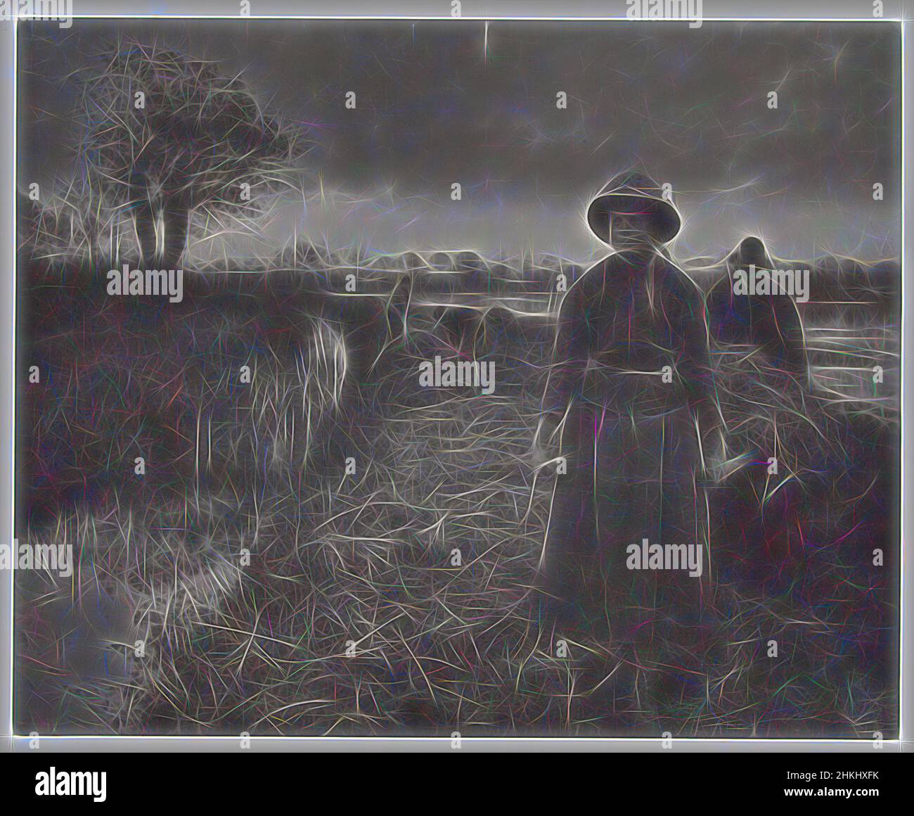 Inspiriert von Haymaking in Norfolk Broads, Hay Harvesting on the Norfolk Broads, Poling the Marsh Hay, Peter Henry Emerson, Verlag: Marston, Searle, & Rivington Sampson Low, Norfolk, Verlag: Großbritannien, 1885 - 1886, Höhe 232 mm × Breite 287 mmhöhe 288 mm × Breite 412 mm, neu erfunden von Artotop. Klassische Kunst neu erfunden mit einem modernen Twist. Design von warmen fröhlichen Leuchten der Helligkeit und Lichtstrahl Strahlkraft. Fotografie inspiriert von Surrealismus und Futurismus, umarmt dynamische Energie der modernen Technologie, Bewegung, Geschwindigkeit und Kultur zu revolutionieren Stockfoto