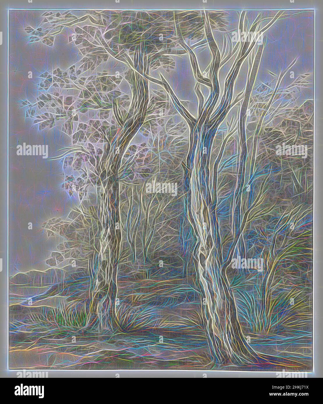 Inspiriert von der Waldlandschaft, Zeichner: Jan Dasveldt, 1780 - 1855, Papier, Tinte, Pinsel, Stift, Höhe 293 mm × Breite 248 mm, neu gestaltet von Artotop. Klassische Kunst neu erfunden mit einem modernen Twist. Design von warmen fröhlichen Leuchten der Helligkeit und Lichtstrahl Strahlkraft. Fotografie inspiriert von Surrealismus und Futurismus, umarmt dynamische Energie der modernen Technologie, Bewegung, Geschwindigkeit und Kultur zu revolutionieren Stockfoto