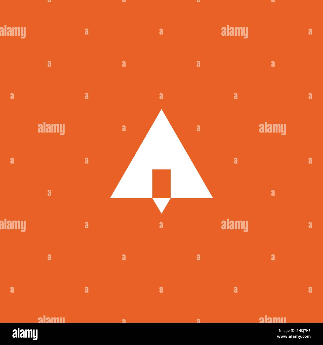 Logo-Design Kombination aus Dreieckssymbol und Bleistiftsymbol Stock Vektor