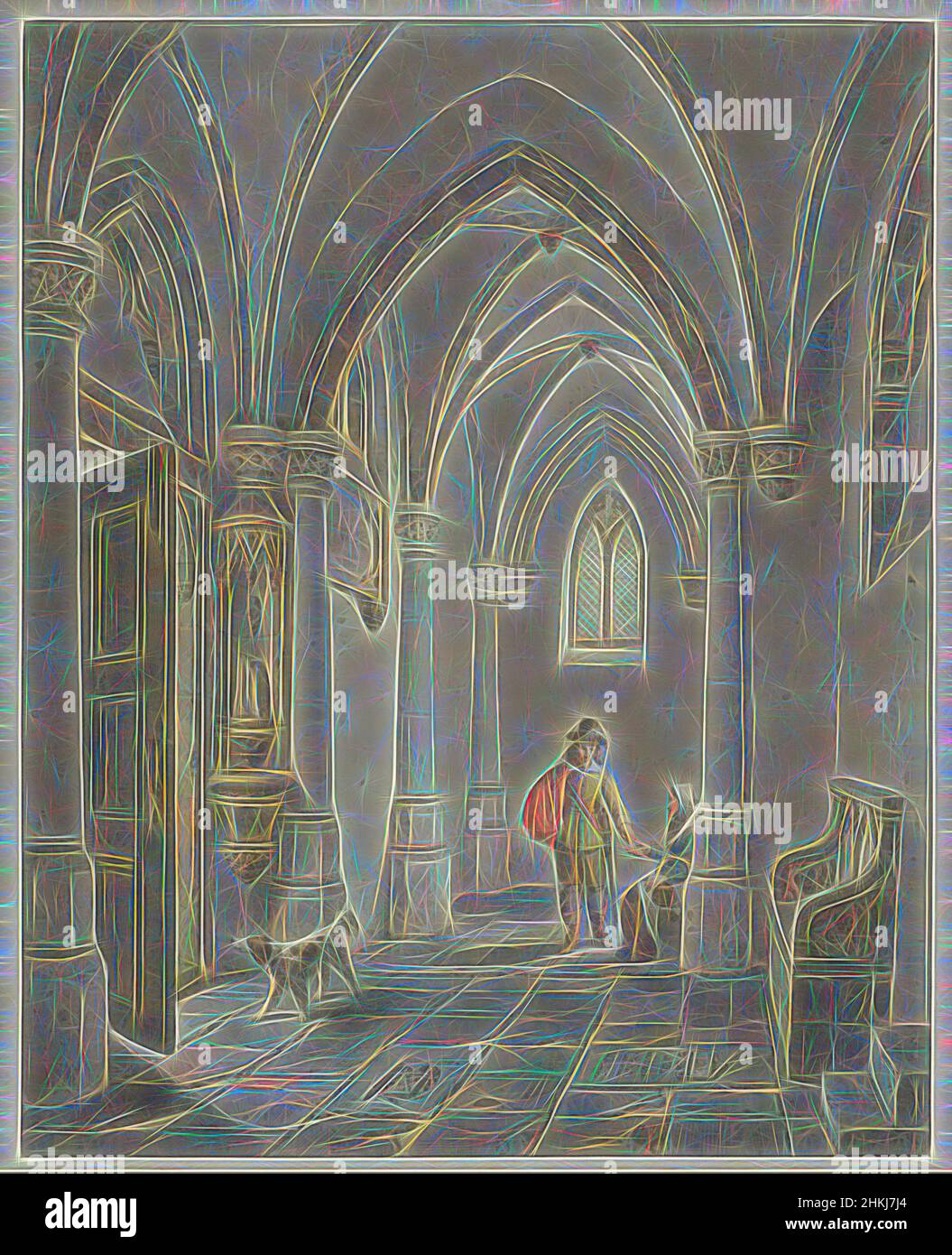 Inspiriert von kirchlicher Inneneinrichtung mit einem Mann, der Bettlerin Almosen gibt, Zeichner: George Gillis Haanen, 1817 - 1879, Papier, Tinte, Pinsel, Stift, Höhe 335 mm × Breite 268 mm, neu gestaltet von Artotop. Klassische Kunst neu erfunden mit einem modernen Twist. Design von warmen fröhlichen Leuchten der Helligkeit und Lichtstrahl Strahlkraft. Fotografie inspiriert von Surrealismus und Futurismus, umarmt dynamische Energie der modernen Technologie, Bewegung, Geschwindigkeit und Kultur zu revolutionieren Stockfoto