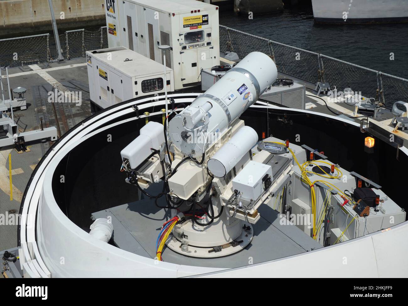 Laserwaffensystem an Bord der USS Dewey Stockfoto