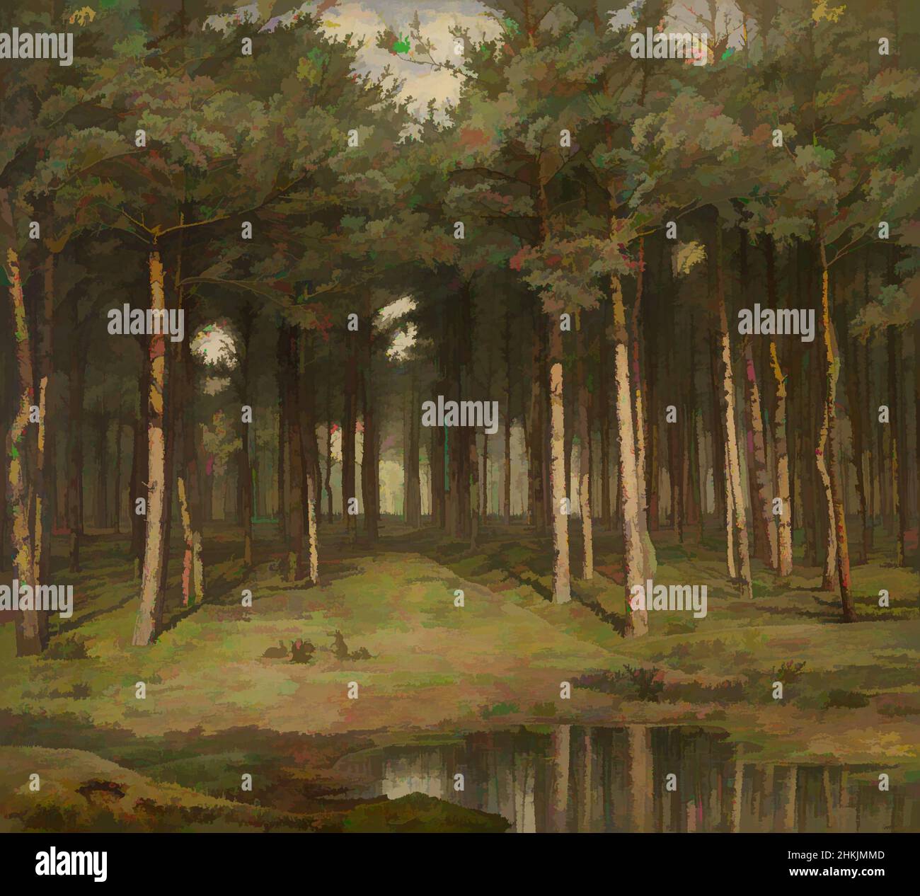 Kunst inspiriert von Spruce-Wäldern in Putte, Jean Pierre François Lamorinière, Malerei, 1883, Belgische Kunst, Klassische Werke, die von Artotop mit einem Schuss Moderne modernisiert wurden. Formen, Farbe und Wert, auffällige visuelle Wirkung auf Kunst. Emotionen durch Freiheit von Kunstwerken auf zeitgemäße Weise. Eine zeitlose Botschaft, die eine wild kreative neue Richtung verfolgt. Künstler, die sich dem digitalen Medium zuwenden und die Artotop NFT erschaffen Stockfoto