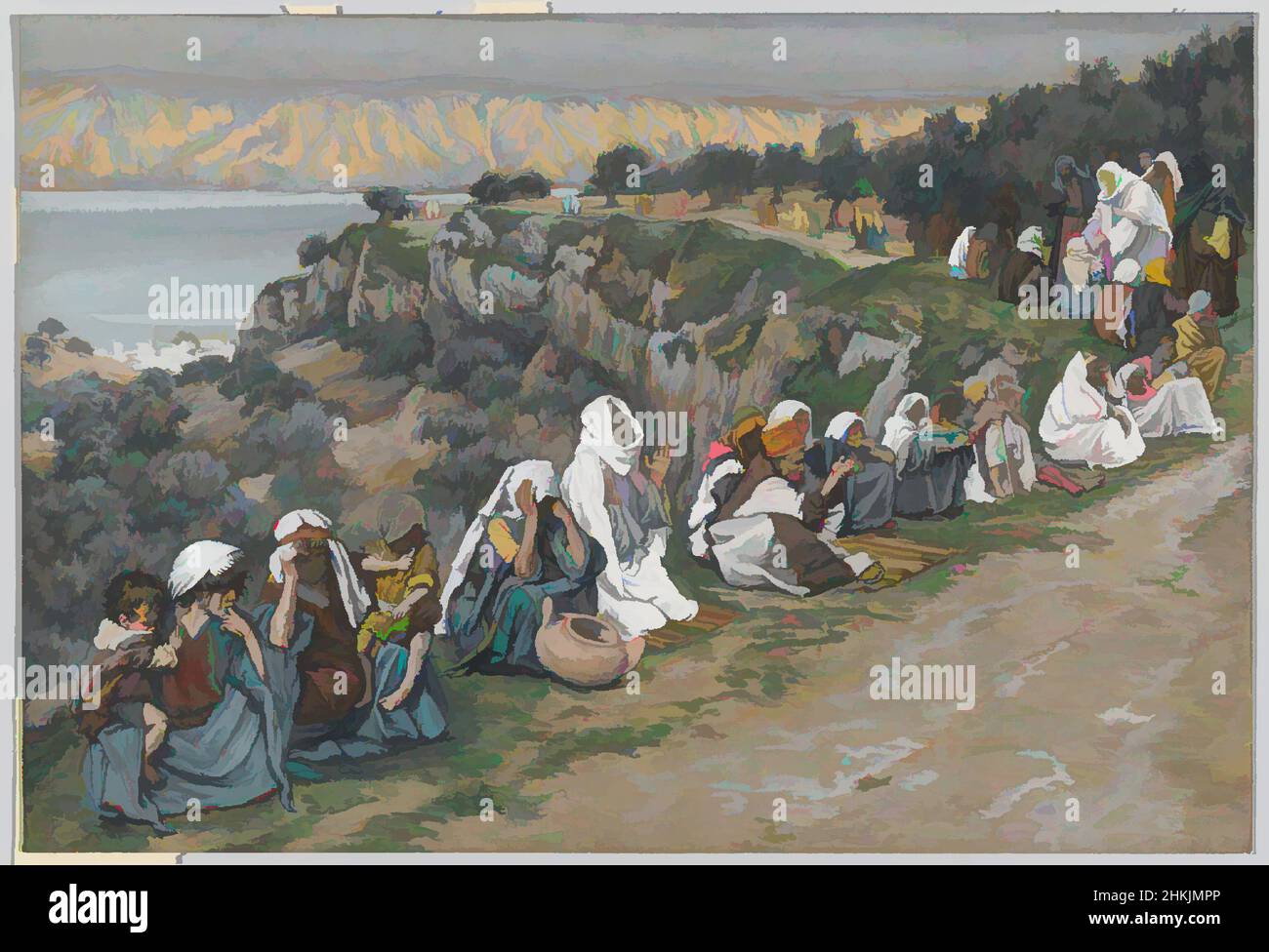 Kunst inspiriert von den Kranken, die auf die Passage Jesu warten, Les Malades Attendant le Passage de Jésus, das Leben unseres Herrn Jesus Christus, La Vie de Notre-Seigneur Jésus-Christ, James Tissot, Französisch, 1836-1902, Deckfarbenes Aquarell über Graphit auf grauem Seidenpapier, Frankreich, 1886-1894, Bild: 6 3, Classic Works modernisiert von Artotop mit einem Schuss Moderne. Formen, Farbe und Wert, auffällige visuelle Wirkung auf Kunst. Emotionen durch Freiheit von Kunstwerken auf zeitgemäße Weise. Eine zeitlose Botschaft, die eine wild kreative neue Richtung verfolgt. Künstler, die sich dem digitalen Medium zuwenden und die Artotop NFT erschaffen Stockfoto