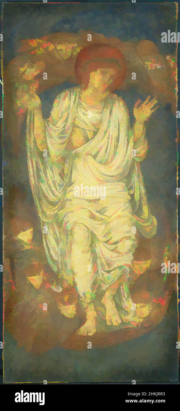 Kunst inspiriert von Christ in Glory, Salvator Mundi, Sir Edward Coley Burne-Jones, British, 1833-1898, Wachsmalstift und Graphit auf Papier auf Leinwand, England, Begin 1874, 76 x 35 in., 193 x 88,9 cm, 1833-1898, Angels, British, Burne-Jones, Christus, Coley, Drapierei, Geste, Herrlichkeit, Jesus, Classic Works modernisiert von Artotop mit einem Schuss Moderne. Formen, Farbe und Wert, auffällige visuelle Wirkung auf Kunst. Emotionen durch Freiheit von Kunstwerken auf zeitgemäße Weise. Eine zeitlose Botschaft, die eine wild kreative neue Richtung verfolgt. Künstler, die sich dem digitalen Medium zuwenden und die Artotop NFT erschaffen Stockfoto