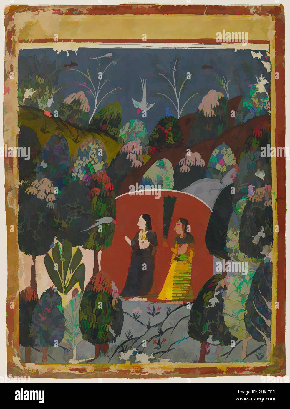 Kunst inspiriert von Gauri Ragini, Inder, opakes Aquarell auf Papier, Malwa, Indien, ca. 1660, Blatt: 7 7/8 x 5 1/2 Zoll, 20,0 x 14,0 cm, Klassisches Werk, modernisiert von Artotop mit einem Schuss Moderne. Formen, Farbe und Wert, auffällige visuelle Wirkung auf Kunst. Emotionen durch Freiheit von Kunstwerken auf zeitgemäße Weise. Eine zeitlose Botschaft, die eine wild kreative neue Richtung verfolgt. Künstler, die sich dem digitalen Medium zuwenden und die Artotop NFT erschaffen Stockfoto