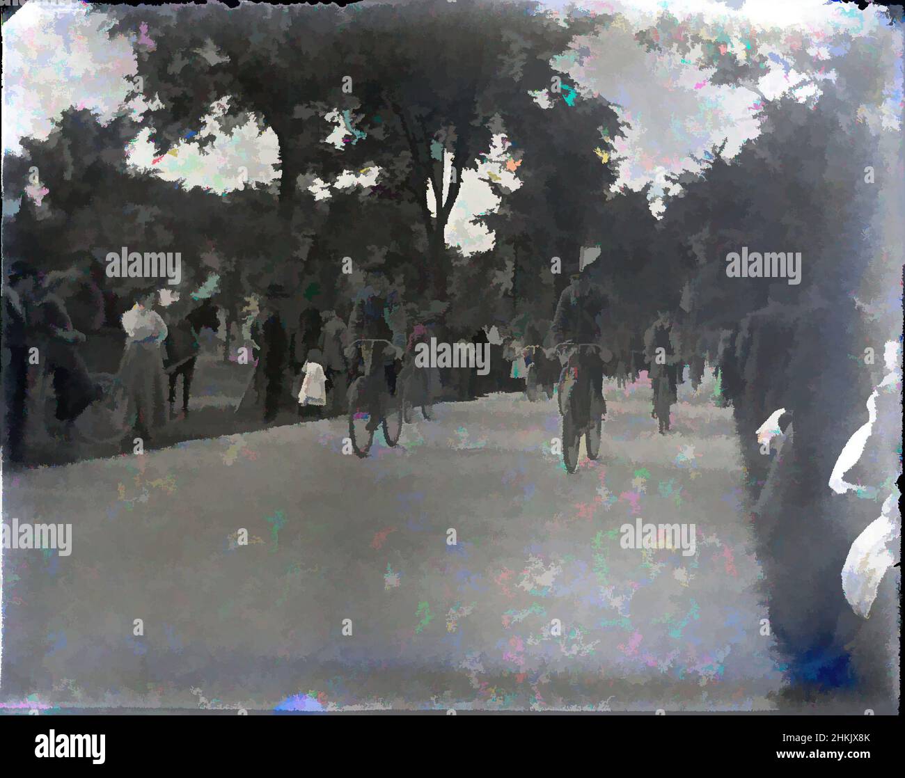 Kunst inspiriert von der Eröffnung des Coney Island Cycle Path, Edgar S. Thomson, Amerikaner, aktiv 1890s-1900s, Glasplatte negativ, 1896, Archivfoto, sportlich, Fahrrad, Fahrrad, Radweg, Feier, Dokumentarfotografie, früher Fotojournalismus, Emanzipation, Historisches Brooklyn, historische, klassische Werke, die von Artotop mit einem Schuss Moderne modernisiert wurden. Formen, Farbe und Wert, auffällige visuelle Wirkung auf Kunst. Emotionen durch Freiheit von Kunstwerken auf zeitgemäße Weise. Eine zeitlose Botschaft, die eine wild kreative neue Richtung verfolgt. Künstler, die sich dem digitalen Medium zuwenden und die Artotop NFT erschaffen Stockfoto