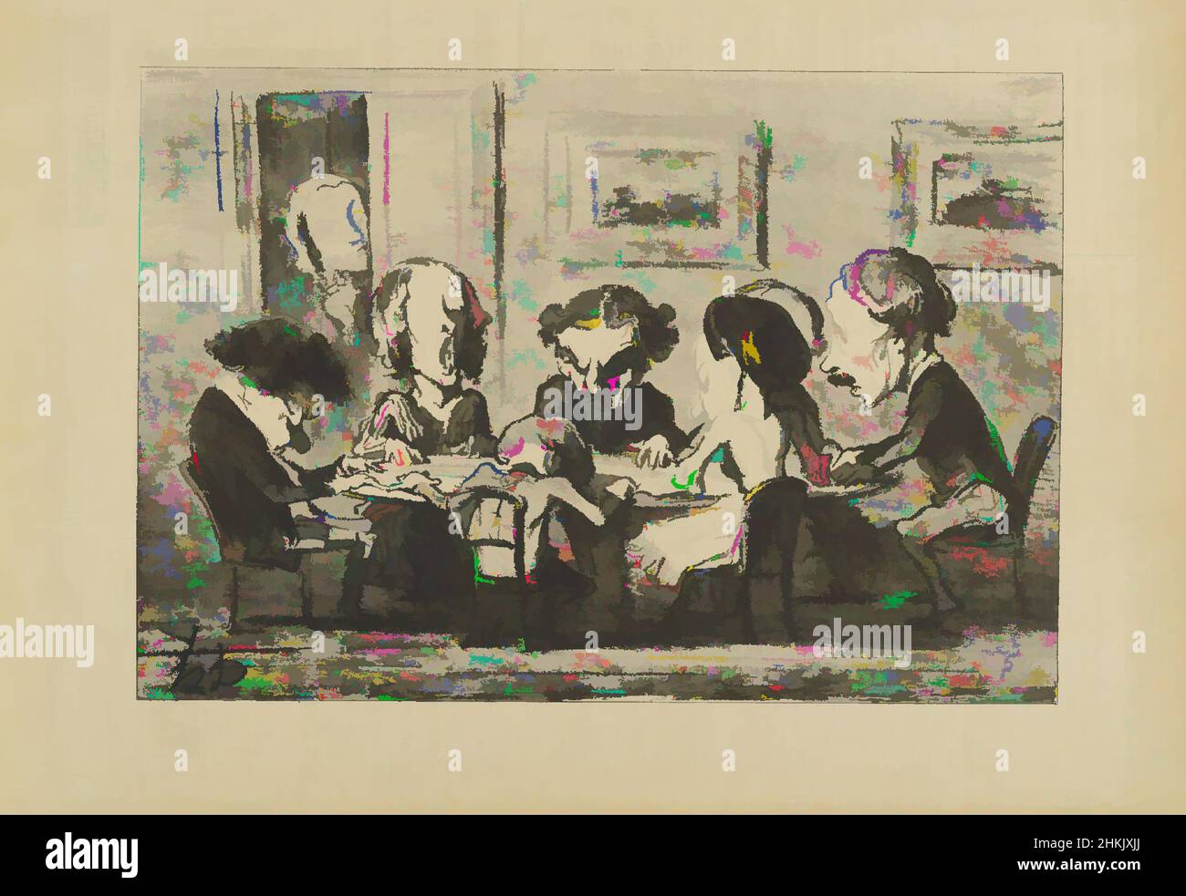 Kunst inspiriert von eh! Bien M'sieu, Ça Tourne T'y?..., Honoré Daumier, Französisch, 1808-1879, Lithographie auf Zeitungspapier, Frankreich, 16.-17. Mai 1853, Blatt: 9 9/16 x 14 Zoll, 24,3 x 35,6 cm, Klassische Werke, modernisiert von Artotop mit einem Schuss Moderne. Formen, Farbe und Wert, auffällige visuelle Wirkung auf Kunst. Emotionen durch Freiheit von Kunstwerken auf zeitgemäße Weise. Eine zeitlose Botschaft, die eine wild kreative neue Richtung verfolgt. Künstler, die sich dem digitalen Medium zuwenden und die Artotop NFT erschaffen Stockfoto