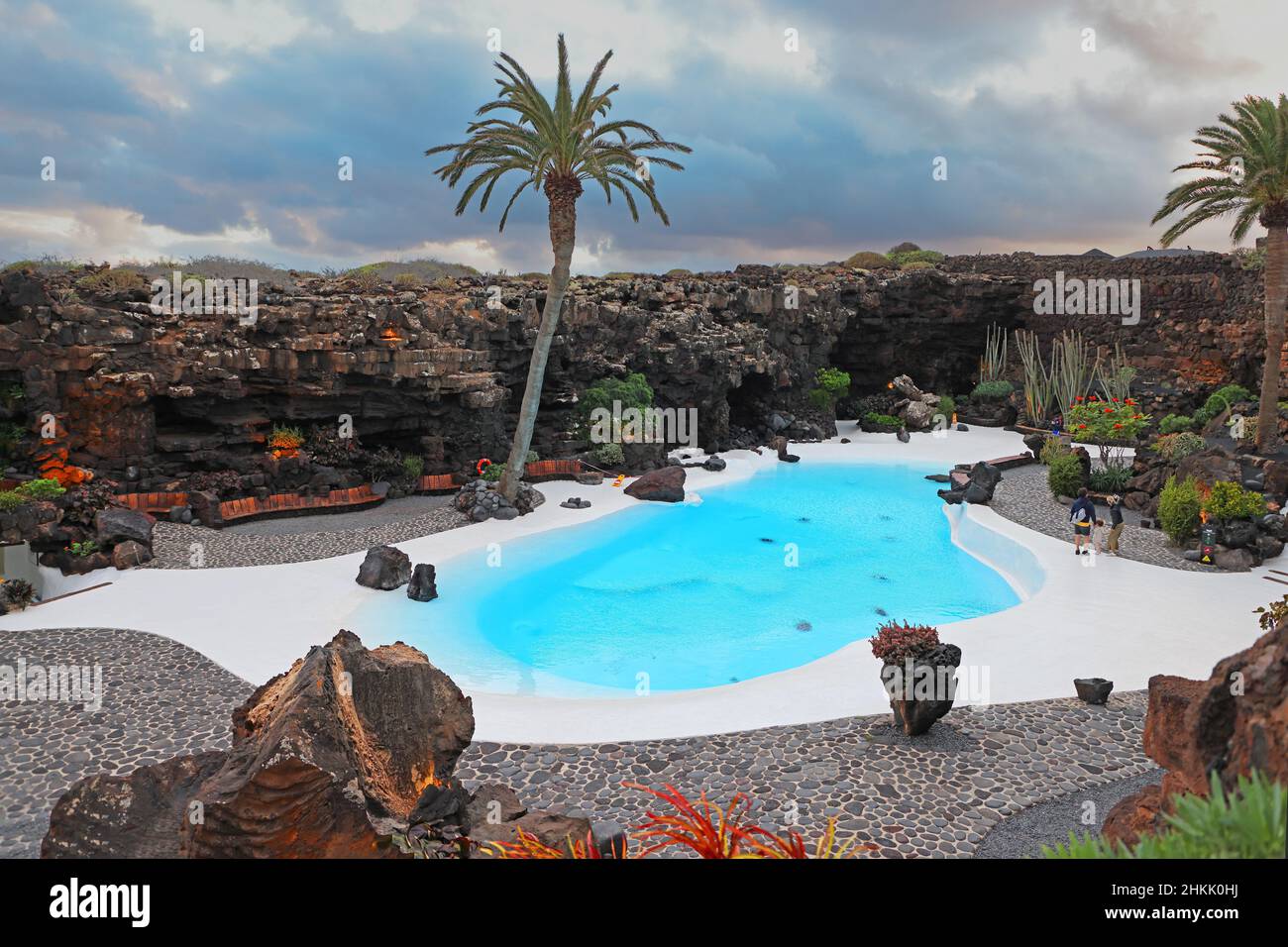 Jameos del Aqua, Pool in einem Vulkanrohr, Punta Mujeres, Kanarische Inseln, Lanzarote Stockfoto