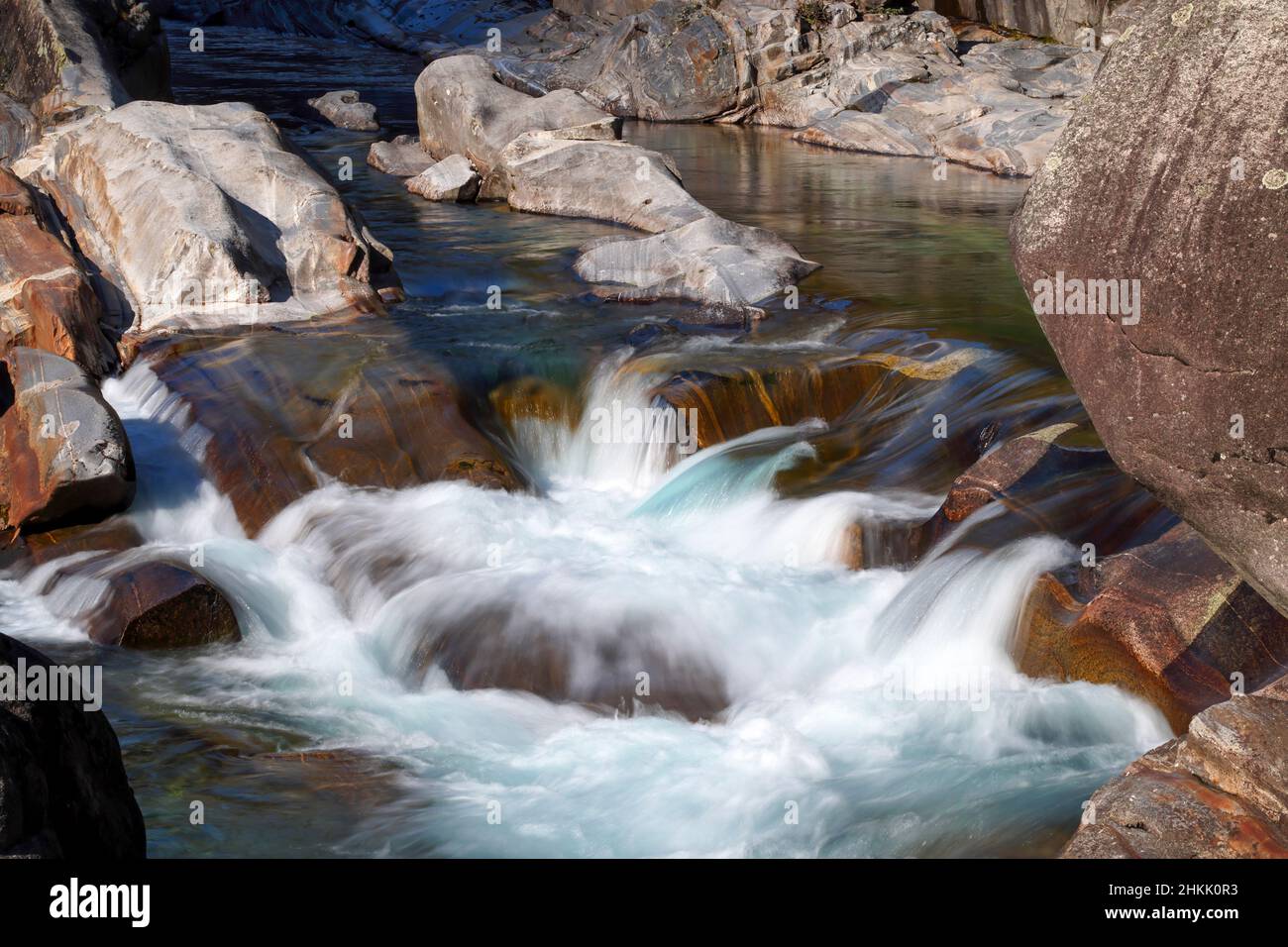 Bergfluss Verzasca, Schweiz, Tessin, Lavertezzo Stockfoto