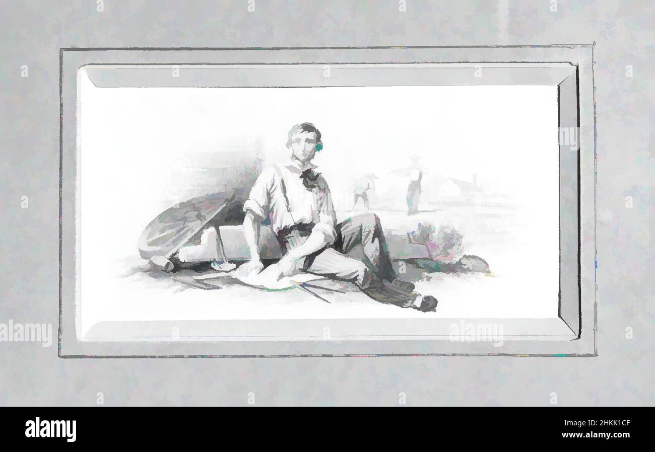 Kunst inspiriert von Vignette E, amerikanisch, Aquarell und Graphit, 1840s-1850s, 5 14/16 x 3 1/16 Zoll, 14,9 x 7,8 cm, Klassisches Werk, modernisiert von Artotop mit einem Schuss Moderne. Formen, Farbe und Wert, auffällige visuelle Wirkung auf Kunst. Emotionen durch Freiheit von Kunstwerken auf zeitgemäße Weise. Eine zeitlose Botschaft, die eine wild kreative neue Richtung verfolgt. Künstler, die sich dem digitalen Medium zuwenden und die Artotop NFT erschaffen Stockfoto