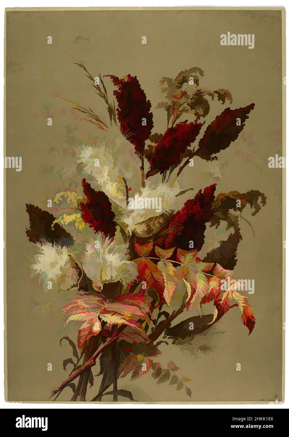 Kunst inspiriert von Sumac und Milk-Weed, Ellen Thayer Fisher, Amerikanerin, 1847-1911, Lithograph, 1885, 20 9/16 x 14 1/2 Zoll, 52,2 x 36,8 cm, botanisch, Strauß, Kräuter, Naturstudie, Pflanzen, Künstlerin, Klassisches Werk, das von Artotop mit einem Schuss Moderne modernisiert wurde. Formen, Farbe und Wert, auffällige visuelle Wirkung auf Kunst. Emotionen durch Freiheit von Kunstwerken auf zeitgemäße Weise. Eine zeitlose Botschaft, die eine wild kreative neue Richtung verfolgt. Künstler, die sich dem digitalen Medium zuwenden und die Artotop NFT erschaffen Stockfoto