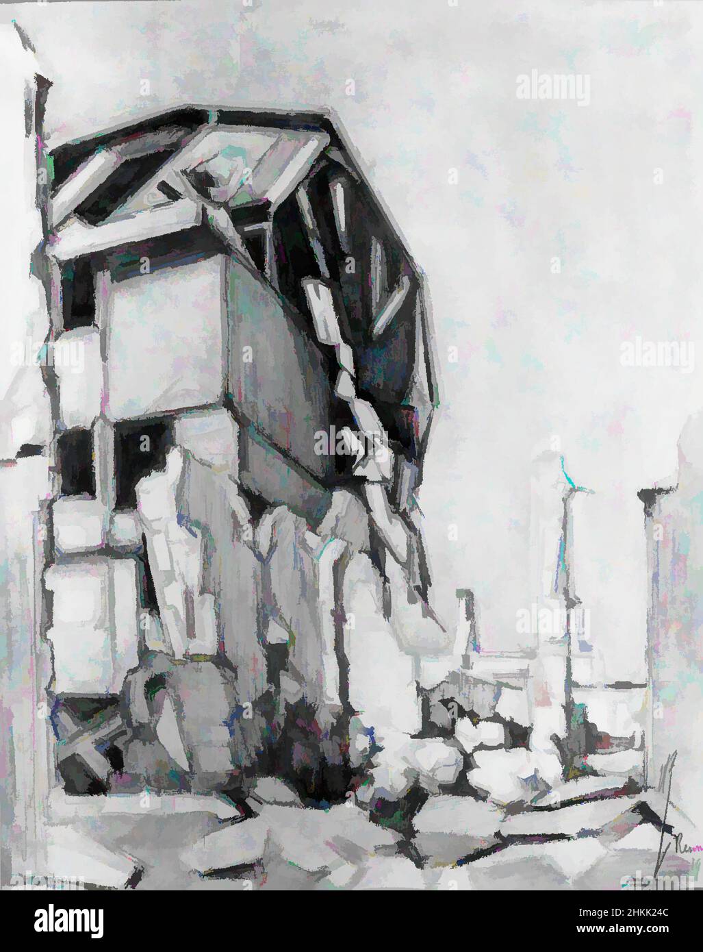 Kunst inspiriert von Ruined House in Reims, H. Rioux, Watercolor, Klassisches Werk, das von Artotop mit einem Schuss Moderne modernisiert wurde. Formen, Farbe und Wert, auffällige visuelle Wirkung auf Kunst. Emotionen durch Freiheit von Kunstwerken auf zeitgemäße Weise. Eine zeitlose Botschaft, die eine wild kreative neue Richtung verfolgt. Künstler, die sich dem digitalen Medium zuwenden und die Artotop NFT erschaffen Stockfoto