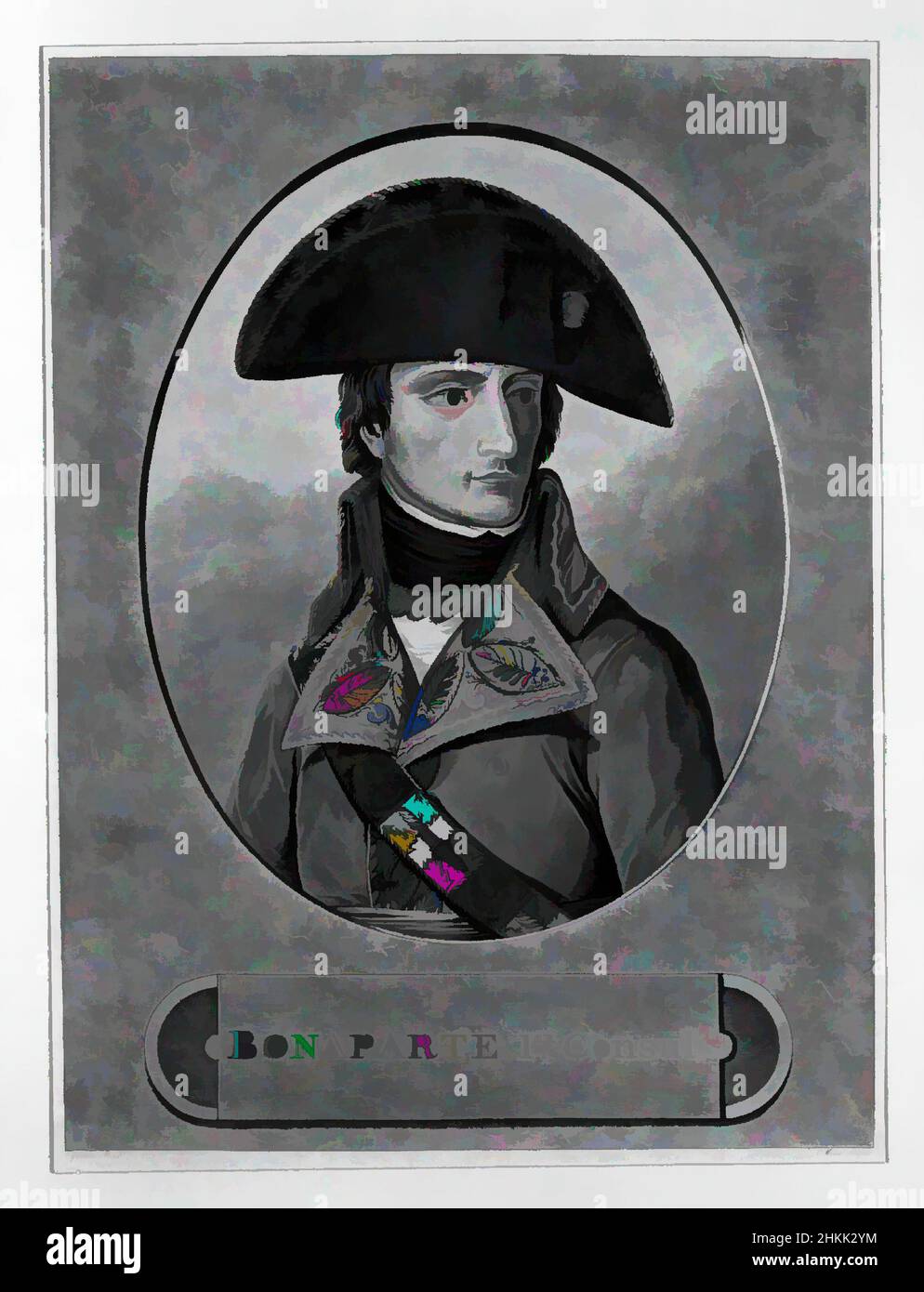 Kunst inspiriert von Bonaparte erster Konsul, Jean-Baptiste Morret, Französisch, aktiv 1790-1820, Mezzotint, Gravur auf Wove-Papier, Frankreich, 15 1/16 x 11 1/4 Zoll, 38,2 x 28,5 cm, Klassisches Werk, modernisiert von Artotop mit einem Schuss Moderne. Formen, Farbe und Wert, auffällige visuelle Wirkung auf Kunst. Emotionen durch Freiheit von Kunstwerken auf zeitgemäße Weise. Eine zeitlose Botschaft, die eine wild kreative neue Richtung verfolgt. Künstler, die sich dem digitalen Medium zuwenden und die Artotop NFT erschaffen Stockfoto