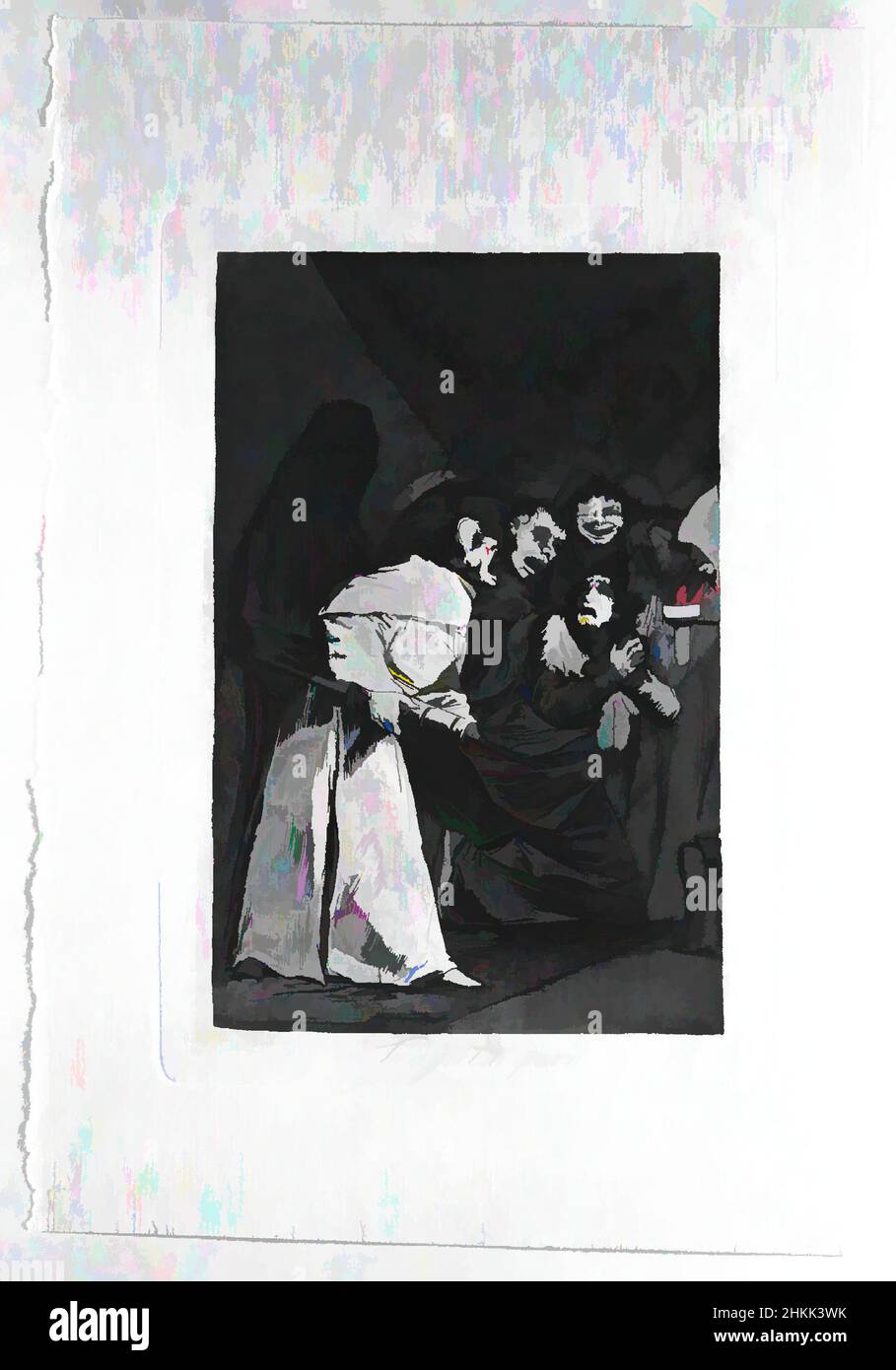 Kunst inspiriert von Swallow IT, Dog, Tragala perro, Los Caprichos, Teller 58, Francisco de Goya y Lucientes, Spanisch, 1746-1828, Radierung und Aquatinta auf gedecktem Papier, Spanien, 1797-1798, Blatt: 11 7/8 x 7 15/16 Zoll, 30,2 x 20,2 cm, Aquatinta, Gravieren, Radieren, Drucken, Satire, Satire, Spanien, Klassische Werke, die von Artotop mit einem Schuss Moderne modernisiert wurden. Formen, Farbe und Wert, auffällige visuelle Wirkung auf Kunst. Emotionen durch Freiheit von Kunstwerken auf zeitgemäße Weise. Eine zeitlose Botschaft, die eine wild kreative neue Richtung verfolgt. Künstler, die sich dem digitalen Medium zuwenden und die Artotop NFT erschaffen Stockfoto