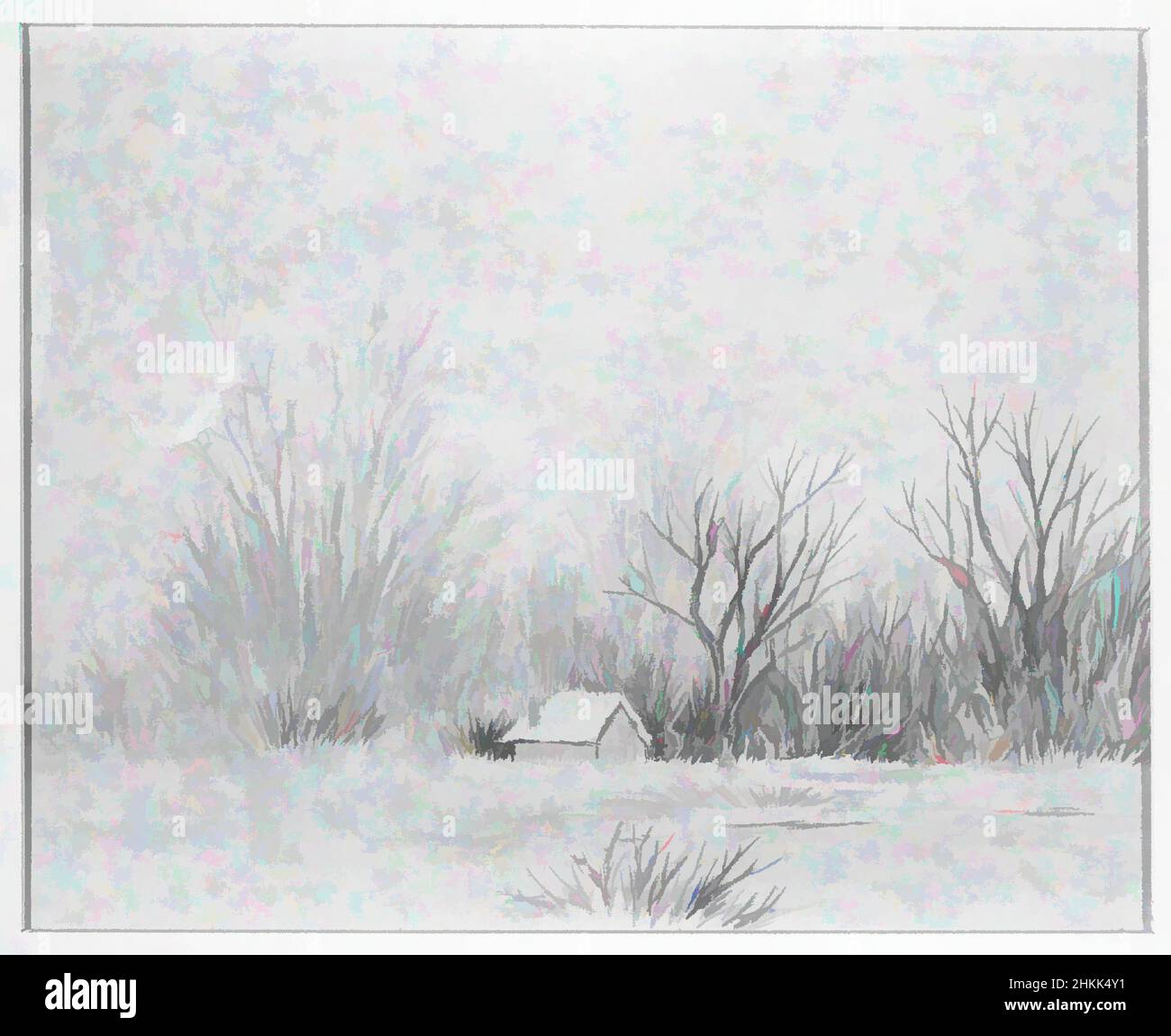 Kunst inspiriert von der Snow Scene, Ralph Albert Blakelock, Amerikaner, 1847-1919, Aquarell, Klassische Werke, die von Artotop mit einem Hauch von Moderne modernisiert wurden. Formen, Farbe und Wert, auffällige visuelle Wirkung auf Kunst. Emotionen durch Freiheit von Kunstwerken auf zeitgemäße Weise. Eine zeitlose Botschaft, die eine wild kreative neue Richtung verfolgt. Künstler, die sich dem digitalen Medium zuwenden und die Artotop NFT erschaffen Stockfoto