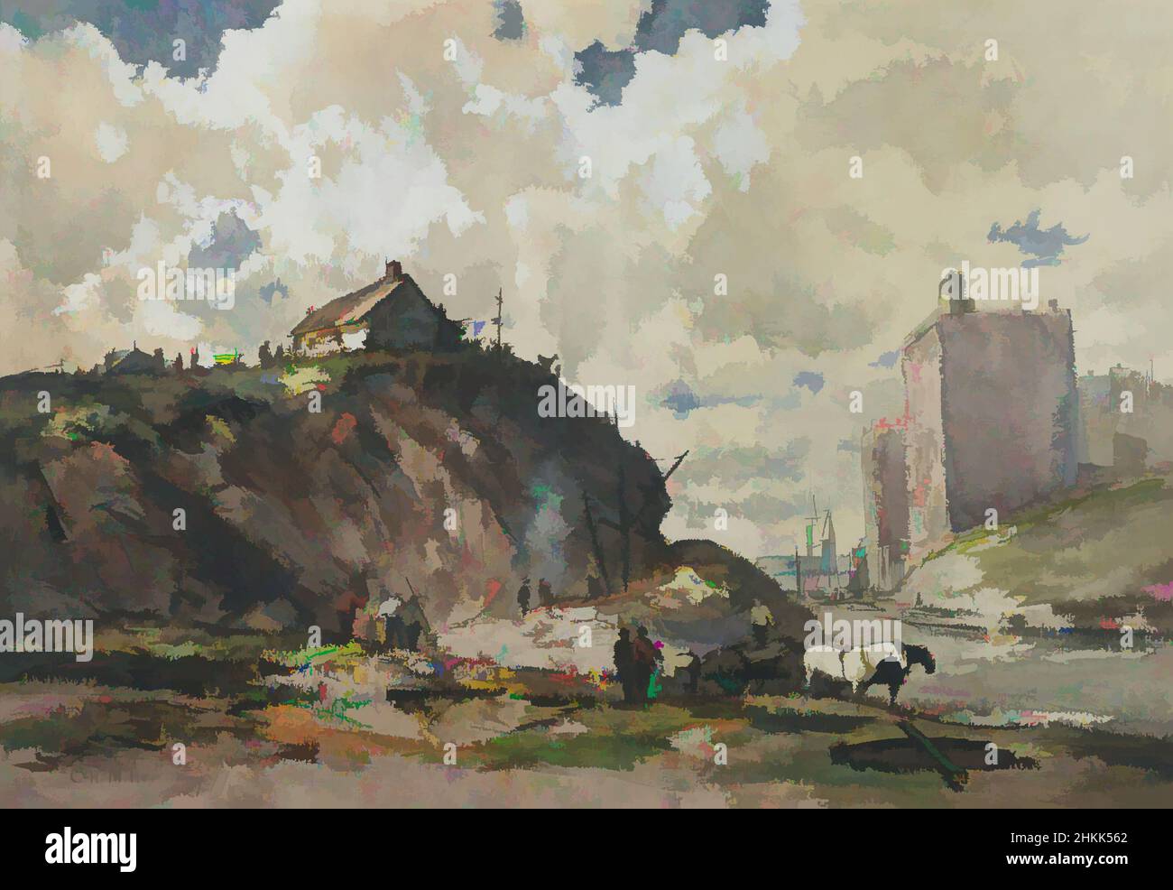 Charles Henry Miller, Amerikaner, 1842-1922, Aquarell mit Graphitstift, Unterzeichnung auf mäßig strukturiertem, mäßig dickem, cremefarbenen, gewellten Papier, kaltgepresstem Aquarellpapier, 1877, 12 7/8 x 18 1/2 Zoll, 32,7 x 47 cm, amerikanische Kunst, amerikanisch, Klassisches Werk, modernisiert von Artotop mit einem Schuss Moderne. Formen, Farbe und Wert, auffällige visuelle Wirkung auf Kunst. Emotionen durch Freiheit von Kunstwerken auf zeitgemäße Weise. Eine zeitlose Botschaft, die eine wild kreative neue Richtung verfolgt. Künstler, die sich dem digitalen Medium zuwenden und die Artotop NFT erschaffen Stockfoto