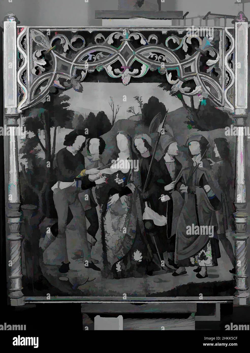 Kunst inspiriert vom Martyrium des Hl. Agatha, Öl auf Tafel, Europa, Anfang 16th Jahrhundert, 56 7/8 x 50 Zoll, 144,5 x 127,0 cm, Klassisches Werk, modernisiert von Artotop mit einem Schuss Moderne. Formen, Farbe und Wert, auffällige visuelle Wirkung auf Kunst. Emotionen durch Freiheit von Kunstwerken auf zeitgemäße Weise. Eine zeitlose Botschaft, die eine wild kreative neue Richtung verfolgt. Künstler, die sich dem digitalen Medium zuwenden und die Artotop NFT erschaffen Stockfoto