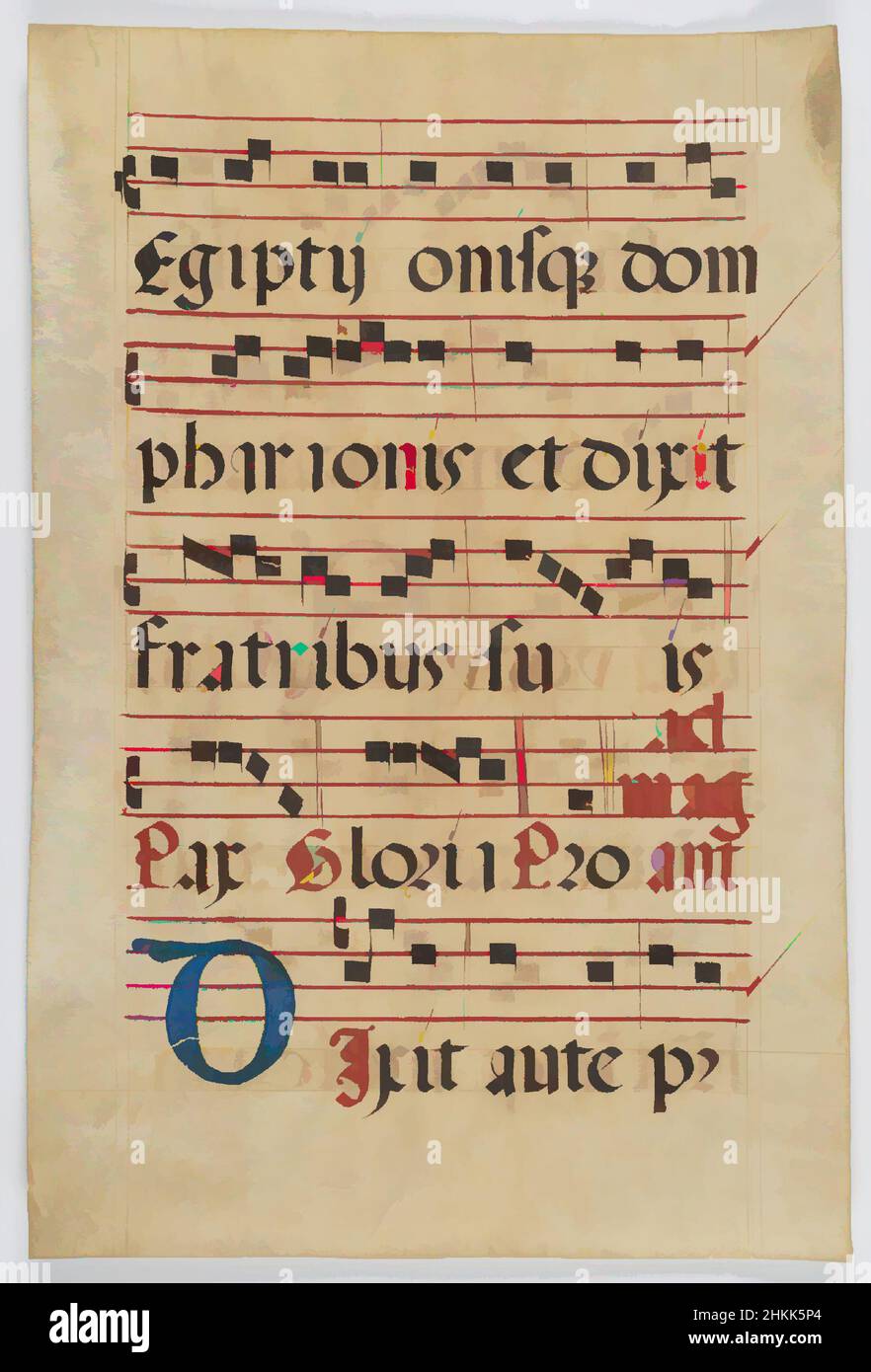 Kunst inspiriert von der Musik Manuskript, Bemalung auf Pergament, 16th Jahrhundert, 23 13/16 x 15 15/16 Zoll, 60,5 x 40,5 cm, Dekor, Schrift, Notation, visueller Reiz, Klassische Werke, die von Artotop mit einem Hauch von Moderne modernisiert wurden. Formen, Farbe und Wert, auffällige visuelle Wirkung auf Kunst. Emotionen durch Freiheit von Kunstwerken auf zeitgemäße Weise. Eine zeitlose Botschaft, die eine wild kreative neue Richtung verfolgt. Künstler, die sich dem digitalen Medium zuwenden und die Artotop NFT erschaffen Stockfoto