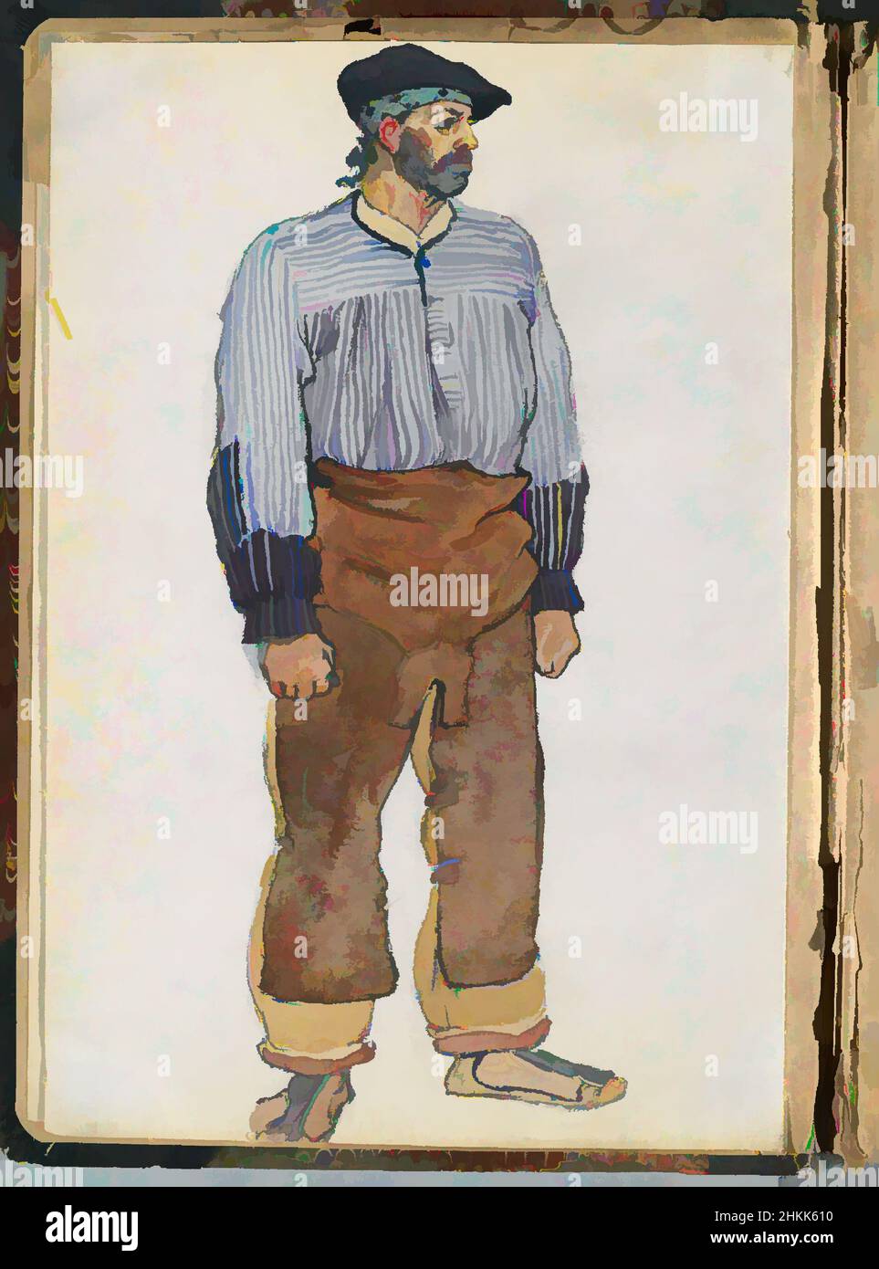 Art Inspired by Spanish Sketch Mounted in Scrap Book, Edward Penfield, American, 1866-1925, Aquarell und Graphit auf Papier Mounted in Scrap Book, ca. 1911, Blatt: 11 1/2 x 7 3/4 Zoll, 29,2 x 19,7 cm, Klassisches Werk, modernisiert von Artotop mit einem Schuss Moderne. Formen, Farbe und Wert, auffällige visuelle Wirkung auf Kunst. Emotionen durch Freiheit von Kunstwerken auf zeitgemäße Weise. Eine zeitlose Botschaft, die eine wild kreative neue Richtung verfolgt. Künstler, die sich dem digitalen Medium zuwenden und die Artotop NFT erschaffen Stockfoto