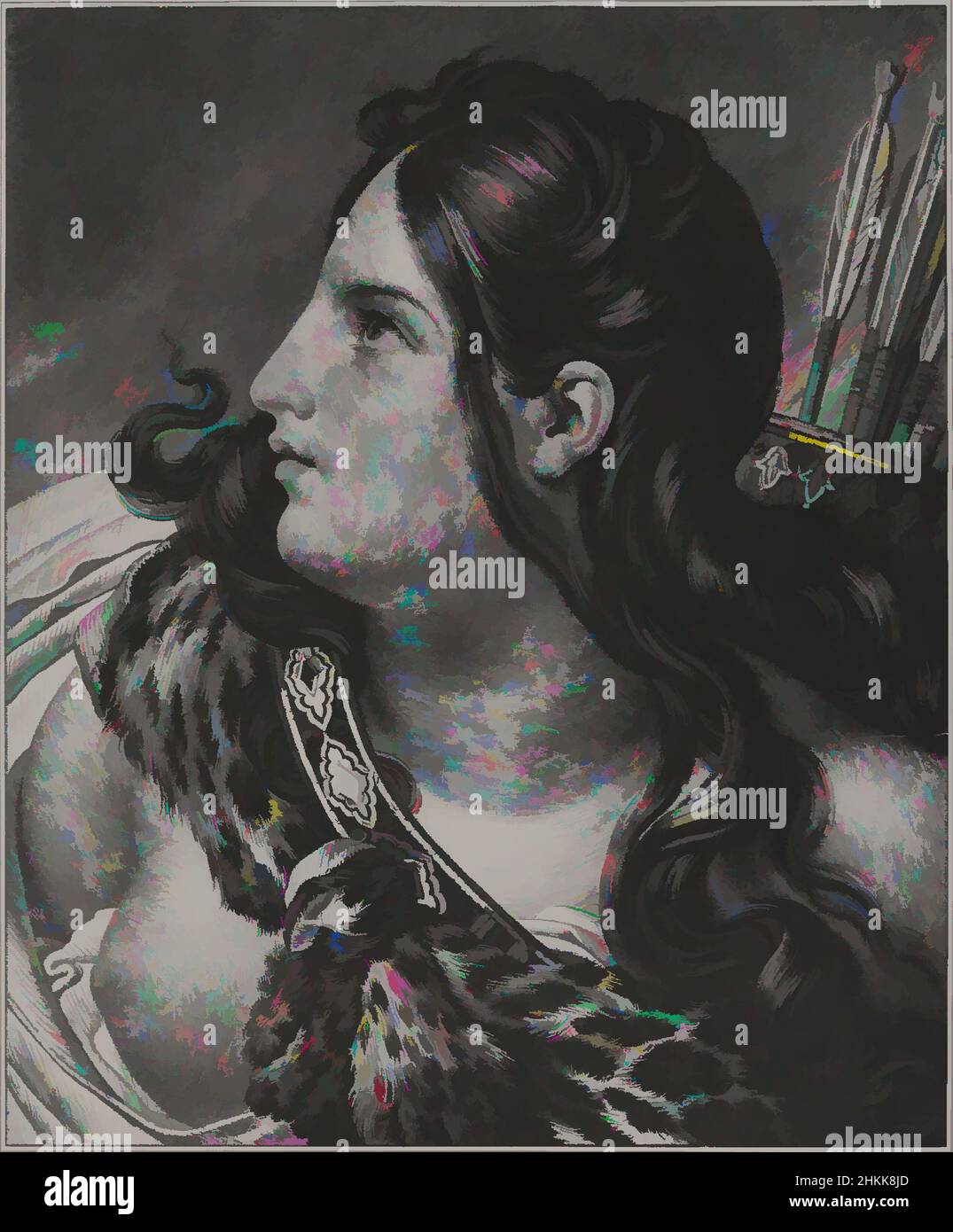 Kunst inspiriert von Amazone, Hyacinthe-Louis-Victor-Jean-Baptiste Aubry-Lecomte, französisch, 1787-1858, Kreidellithographie mit Chine colle, 1826, Klassische Werke, die von Artotop mit einem Schuss Moderne modernisiert wurden. Formen, Farbe und Wert, auffällige visuelle Wirkung auf Kunst. Emotionen durch Freiheit von Kunstwerken auf zeitgemäße Weise. Eine zeitlose Botschaft, die eine wild kreative neue Richtung verfolgt. Künstler, die sich dem digitalen Medium zuwenden und die Artotop NFT erschaffen Stockfoto