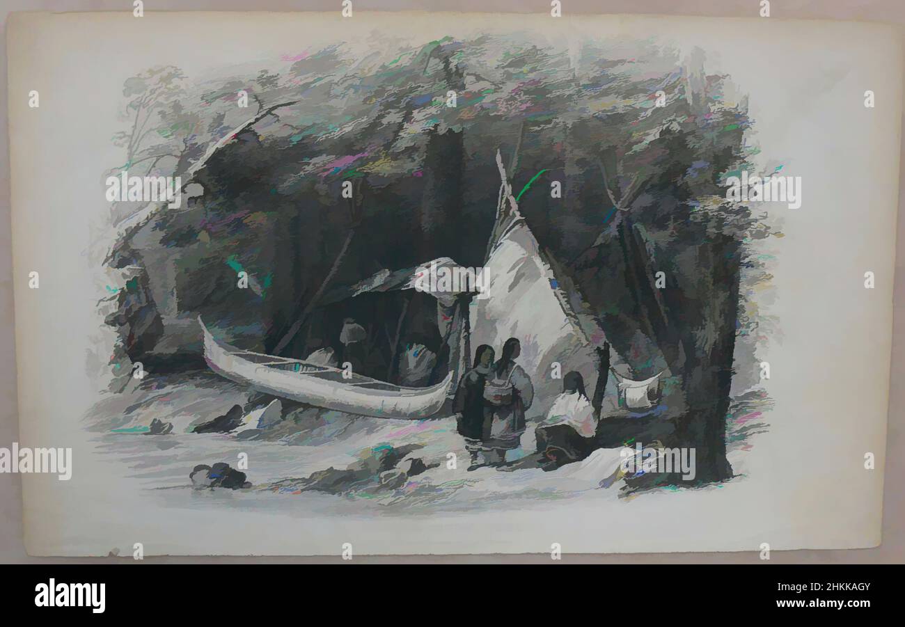 Kunst inspiriert von Wigwam in the Forest, After William Henry Bartlett, British, 1809-1854, Gravur, Blatt: 5 3/8 x 8 9/16 Zoll, 13,6 x 21,8 cm, Klassische Werke modernisiert von Artotop mit einem Schuss Moderne. Formen, Farbe und Wert, auffällige visuelle Wirkung auf Kunst. Emotionen durch Freiheit von Kunstwerken auf zeitgemäße Weise. Eine zeitlose Botschaft, die eine wild kreative neue Richtung verfolgt. Künstler, die sich dem digitalen Medium zuwenden und die Artotop NFT erschaffen Stockfoto