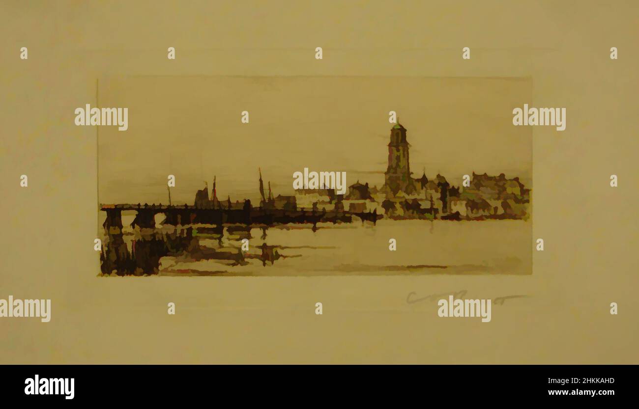 Kunst inspiriert von Deventer, Charles Adams Platt, Amerikaner, 1861-1933, Radierung auf weißem Papier, 1885, Blatt: 4 15/16 x 8 Zoll, 12,5 x 20,3 cm, Klassisches Werk, modernisiert von Artotop mit einem Schuss Moderne. Formen, Farbe und Wert, auffällige visuelle Wirkung auf Kunst. Emotionen durch Freiheit von Kunstwerken auf zeitgemäße Weise. Eine zeitlose Botschaft, die eine wild kreative neue Richtung verfolgt. Künstler, die sich dem digitalen Medium zuwenden und die Artotop NFT erschaffen Stockfoto