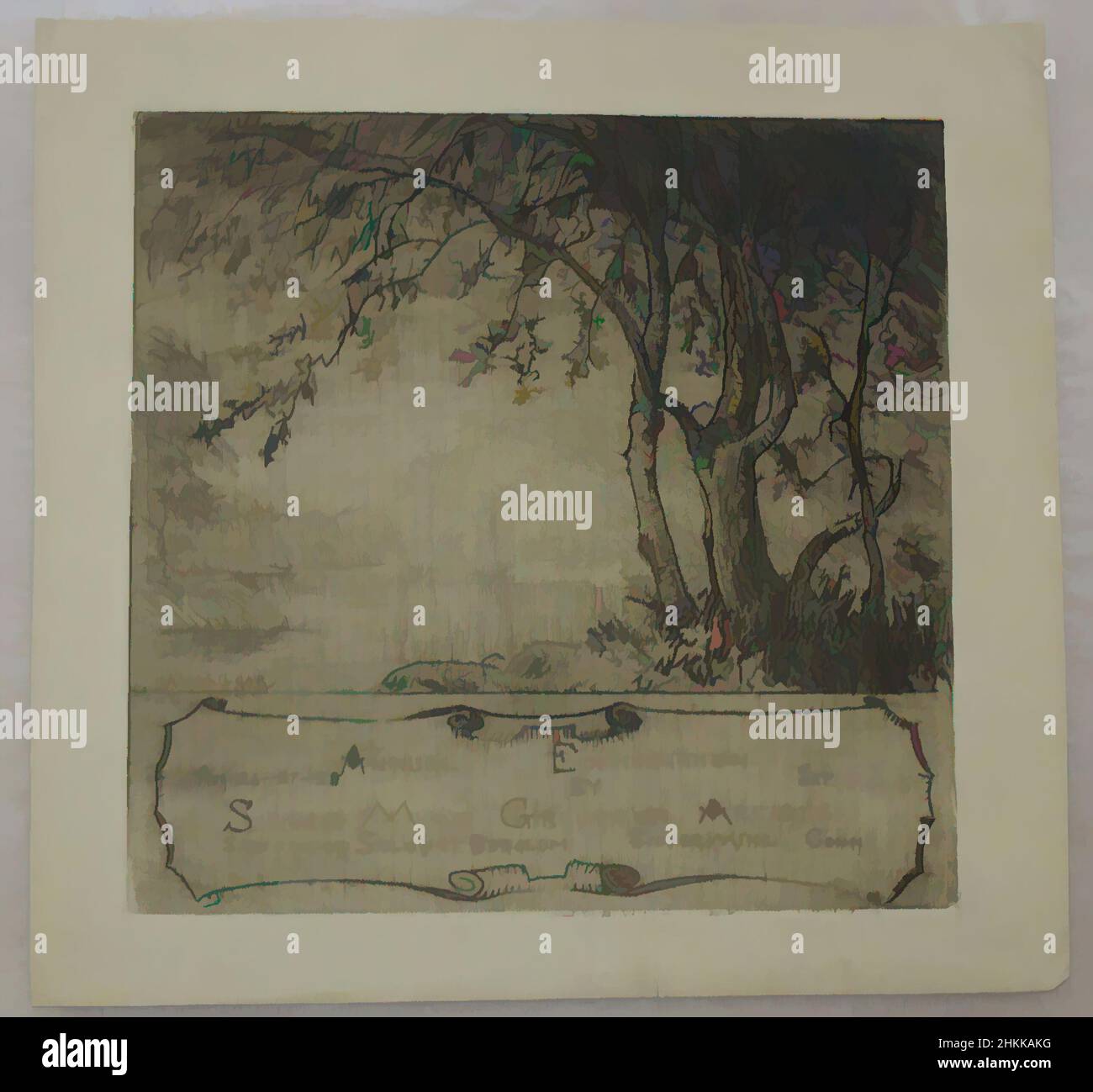 Art Inspired by Annual Exhibition by Silver Mine Group of Artists, Addison T. Millar, American, 1860-1913, Radierung auf cremefarbenem Papier, n.d., Bild: 5 1/8 x 5 1/4 Zoll, 13 x 13,3 cm, Klassisches Werk, modernisiert von Artotop mit einem Schuss Moderne. Formen, Farbe und Wert, auffällige visuelle Wirkung auf Kunst. Emotionen durch Freiheit von Kunstwerken auf zeitgemäße Weise. Eine zeitlose Botschaft, die eine wild kreative neue Richtung verfolgt. Künstler, die sich dem digitalen Medium zuwenden und die Artotop NFT erschaffen Stockfoto