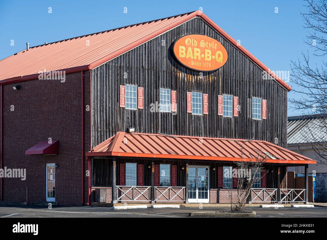 Old Style Bar-B-Q Restaurant, ein beliebtes Lokal, in Olive Branch, Mississippi. (USA) Stockfoto
