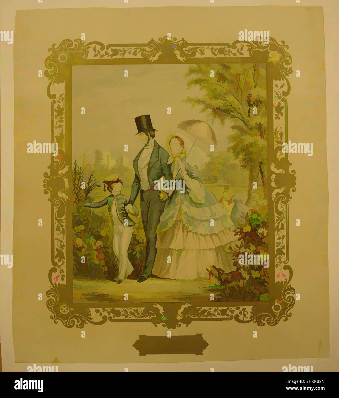 Kunst inspiriert von Ihrer Majestät in Windsor, George Baxter, britisch, 1804-1867, Druck auf Papier geklebt mit bedrucktem Goldrahmen, 19th Century, 5 7/8 x 4 3/4 Zoll, 15 x 12 cm, Klassische Werke modernisiert von Artotop mit einem Schuss Moderne. Formen, Farbe und Wert, auffällige visuelle Wirkung auf Kunst. Emotionen durch Freiheit von Kunstwerken auf zeitgemäße Weise. Eine zeitlose Botschaft, die eine wild kreative neue Richtung verfolgt. Künstler, die sich dem digitalen Medium zuwenden und die Artotop NFT erschaffen Stockfoto