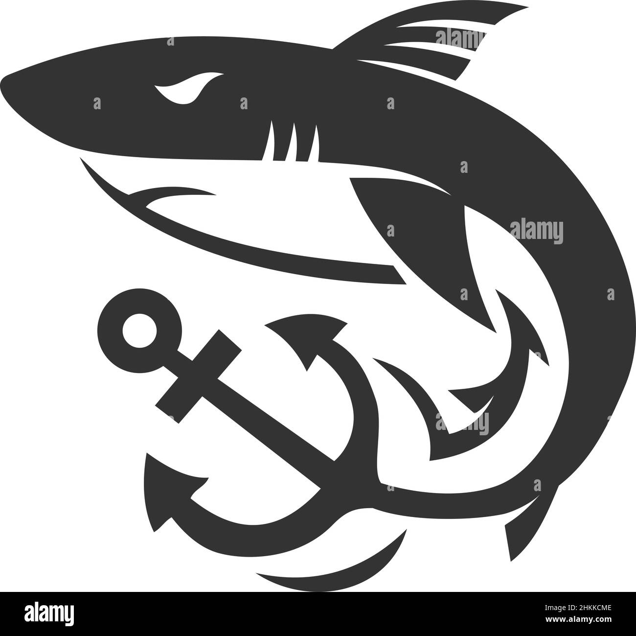 Abbildung der Marke „Hai and Anchor Heraldic Icon“ Stock Vektor