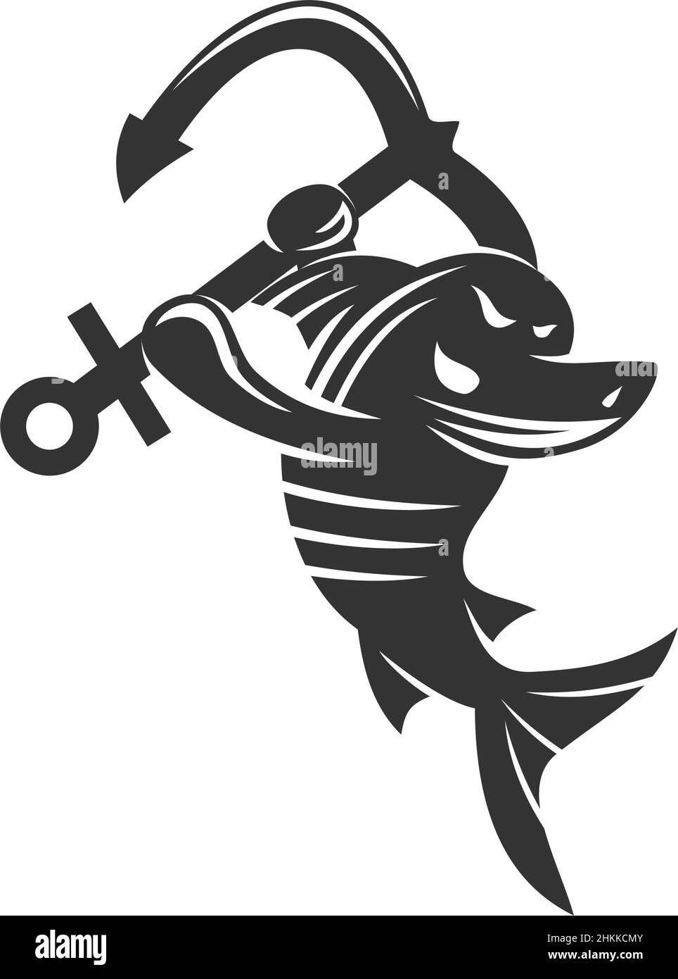 Abbildung der Marke „Hai and Anchor Heraldic Icon“ Stock Vektor