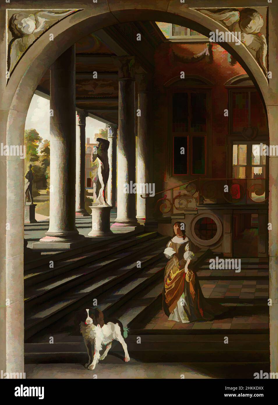 Kunst inspiriert von Perspektive mit einer Frau, die einen Brief, Samuel van Hoogstraten, c. 1670, Classic Works modernisiert von Artotop mit einem Schuss Moderne. Formen, Farbe und Wert, auffällige visuelle Wirkung auf Kunst. Emotionen durch Freiheit von Kunstwerken auf zeitgemäße Weise. Eine zeitlose Botschaft, die eine wild kreative neue Richtung verfolgt. Künstler, die sich dem digitalen Medium zuwenden und die Artotop NFT erschaffen Stockfoto