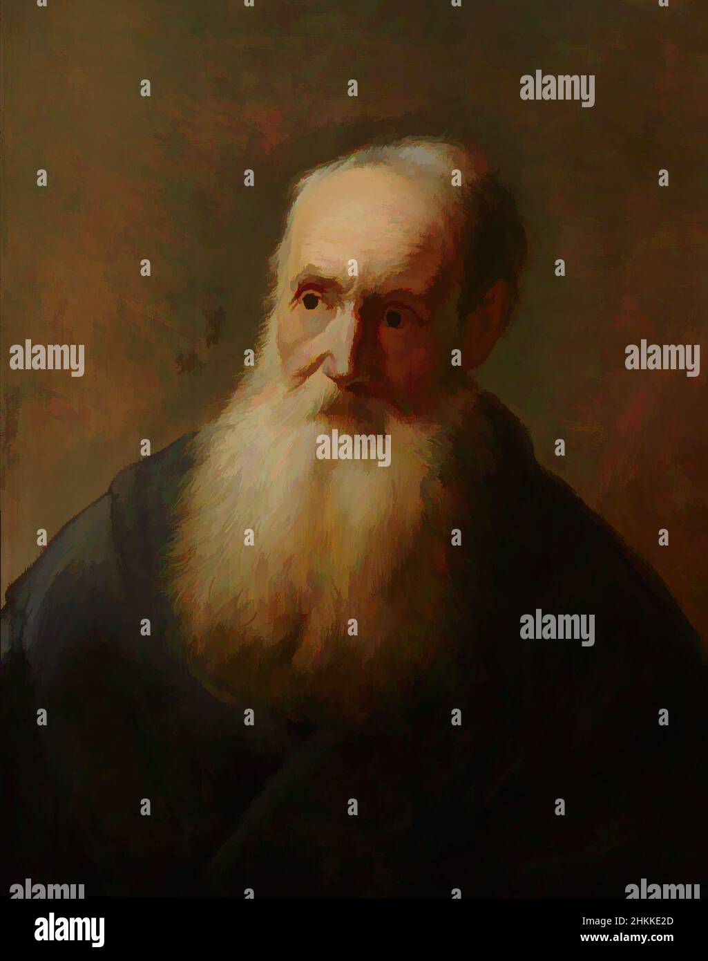 Kunst inspiriert von Tonie von einem alten Mann, Jan Lievens, nach, Klassische Werke von Artotop mit einem Schuss Moderne modernisiert. Formen, Farbe und Wert, auffällige visuelle Wirkung auf Kunst. Emotionen durch Freiheit von Kunstwerken auf zeitgemäße Weise. Eine zeitlose Botschaft, die eine wild kreative neue Richtung verfolgt. Künstler, die sich dem digitalen Medium zuwenden und die Artotop NFT erschaffen Stockfoto