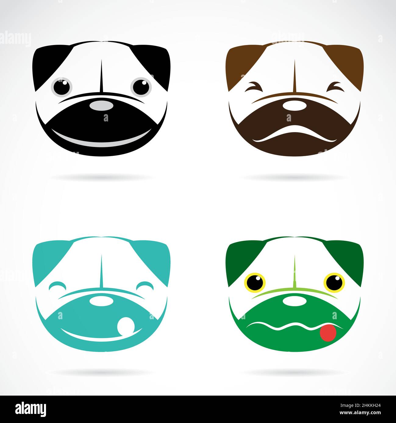 Vektorbild des Hundegesichts auf weißem Hintergrund. Leicht editierbare Vektorgrafik mit Ebenen. Stock Vektor