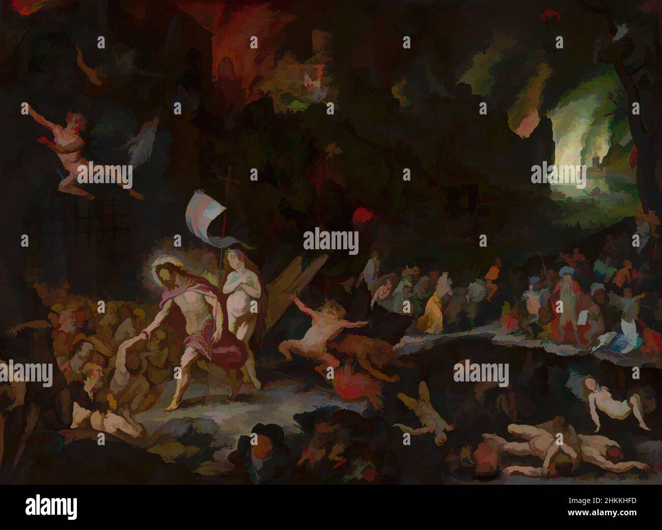 Kunst inspiriert von Christus in Limbo, Jan Brueghel de Oude, Hans Rottenhammer, 1597, Klassisches Werk, das von Artotop mit einem Schuss Moderne modernisiert wurde. Formen, Farbe und Wert, auffällige visuelle Wirkung auf Kunst. Emotionen durch Freiheit von Kunstwerken auf zeitgemäße Weise. Eine zeitlose Botschaft, die eine wild kreative neue Richtung verfolgt. Künstler, die sich dem digitalen Medium zuwenden und die Artotop NFT erschaffen Stockfoto