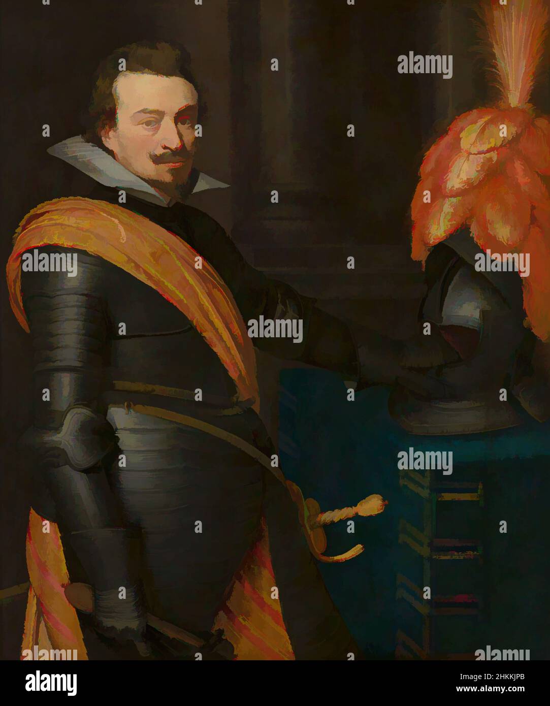 Kunst inspiriert von Porträt von Jan III 1583-1638, Graf von Nassau-Siegen, Jan Anthonisz van Ravesteyn, und Workshop, 1611, Klassische Werke, die von Artotop mit einem Schuss Moderne modernisiert wurden. Formen, Farbe und Wert, auffällige visuelle Wirkung auf Kunst. Emotionen durch Freiheit von Kunstwerken auf zeitgemäße Weise. Eine zeitlose Botschaft, die eine wild kreative neue Richtung verfolgt. Künstler, die sich dem digitalen Medium zuwenden und die Artotop NFT erschaffen Stockfoto