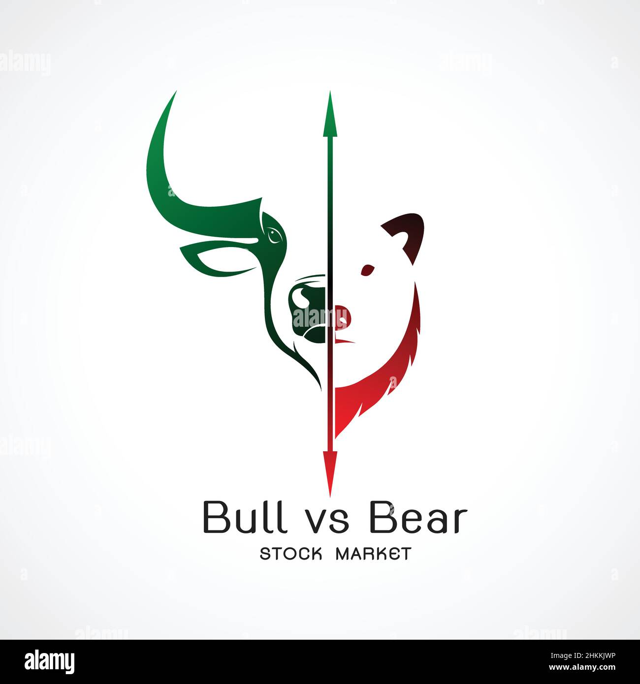 Vektor von Stier und Bär Symbole der Börsen-Trends. Börsen- und Geschäftskonzept. Der wachsende und fallende Markt. Wilde Tiere. Stock Vektor