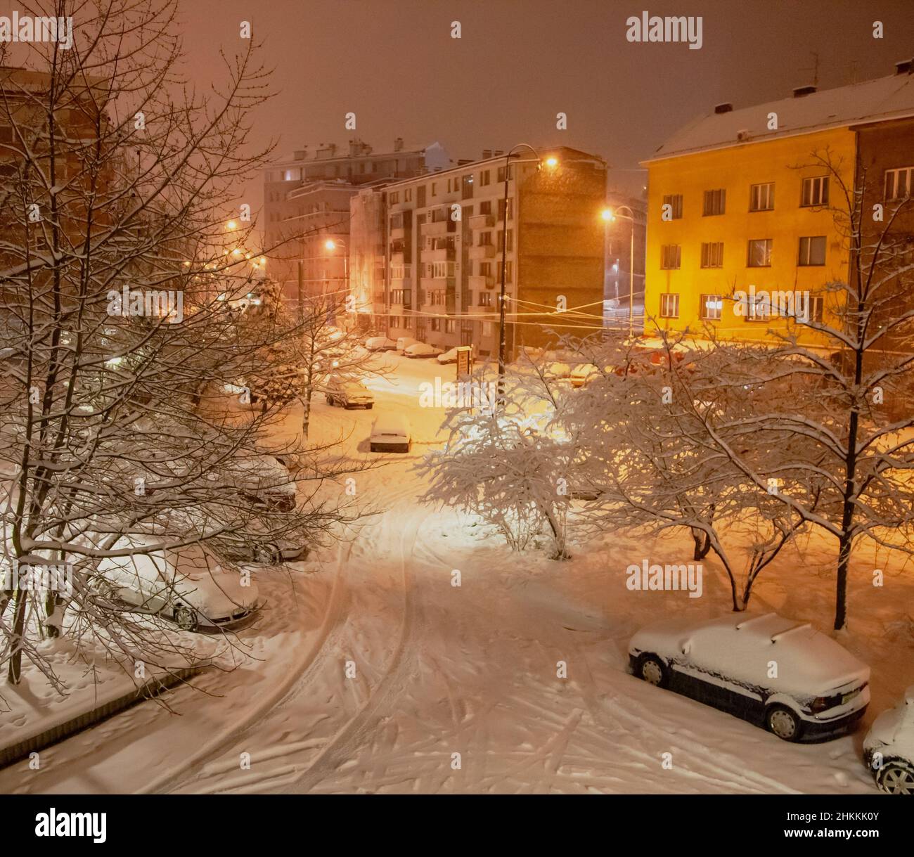 Winter in Sarajevo mit viel Schnee Stockfoto