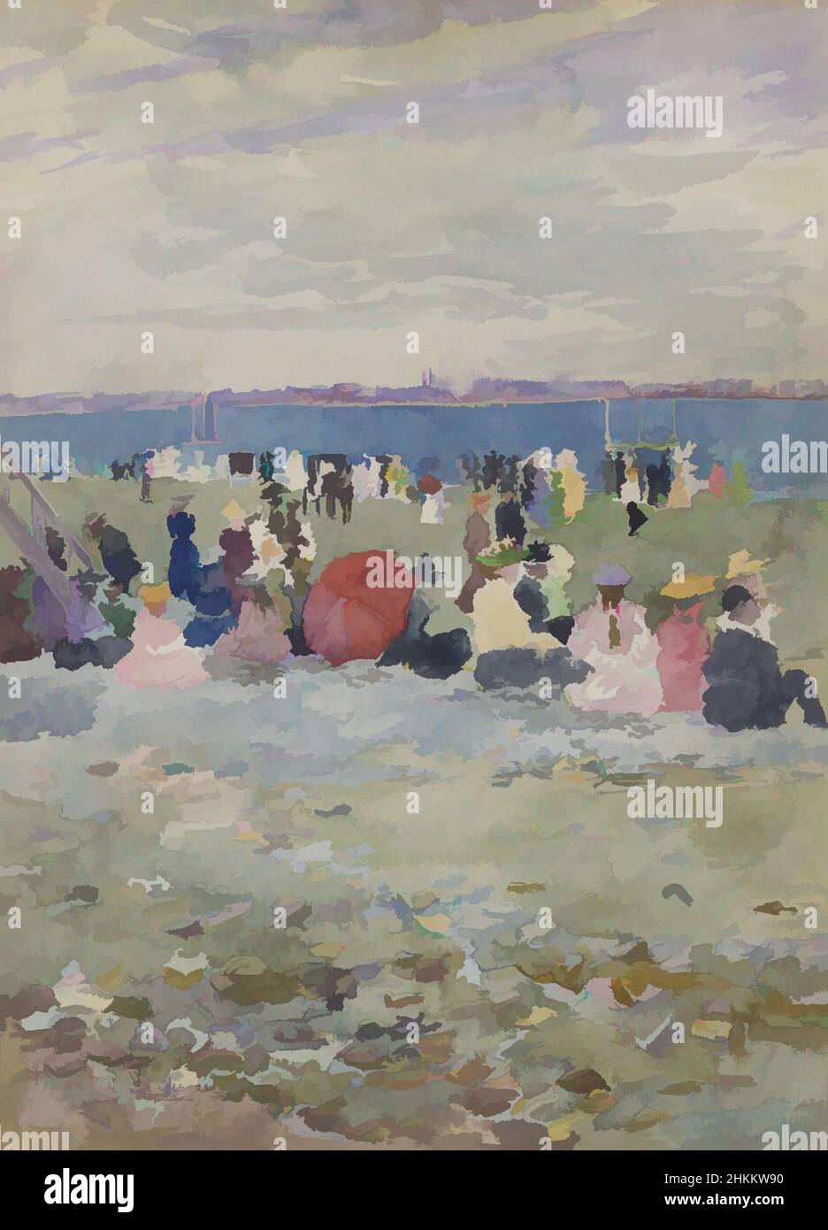 Kunst inspiriert von Revere Beach, Maurice Brazil Prendergast, Amerikaner (geboren Kanada), 1858-1924, 1896, Aquarell über Graphit, Massachusetts, USA, Nord- und Mittelamerika, Zeichnungen und Aquarelle, 13 9/16 x 9 13/16 Zoll (34,4 x 24,9 cm, Classic Works modernisiert von Artotop mit einem Schuss Modernität. Formen, Farbe und Wert, auffällige visuelle Wirkung auf Kunst. Emotionen durch Freiheit von Kunstwerken auf zeitgemäße Weise. Eine zeitlose Botschaft, die eine wild kreative neue Richtung verfolgt. Künstler, die sich dem digitalen Medium zuwenden und die Artotop NFT erschaffen Stockfoto