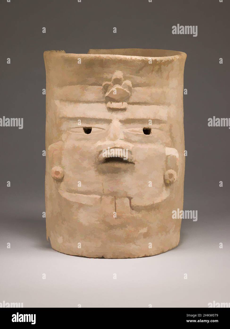 Kunst inspiriert von Brasilierin mit einem modellierten Gesicht, Zapotec, späte Formationsperiode, ca. 300 v. Chr.-300 n. Chr., ca. 400–200 v. Chr., Keramik, Bundesstaat Oaxaca, Mexiko, Nord- und Mittelamerika, Keramik, Behälter, 10 1/2 x 7 5/8 Zoll (26,7 x 19,4 cm, Classic Works modernisiert von Artotop mit einem Schuss Modernität. Formen, Farbe und Wert, auffällige visuelle Wirkung auf Kunst. Emotionen durch Freiheit von Kunstwerken auf zeitgemäße Weise. Eine zeitlose Botschaft, die eine wild kreative neue Richtung verfolgt. Künstler, die sich dem digitalen Medium zuwenden und die Artotop NFT erschaffen Stockfoto