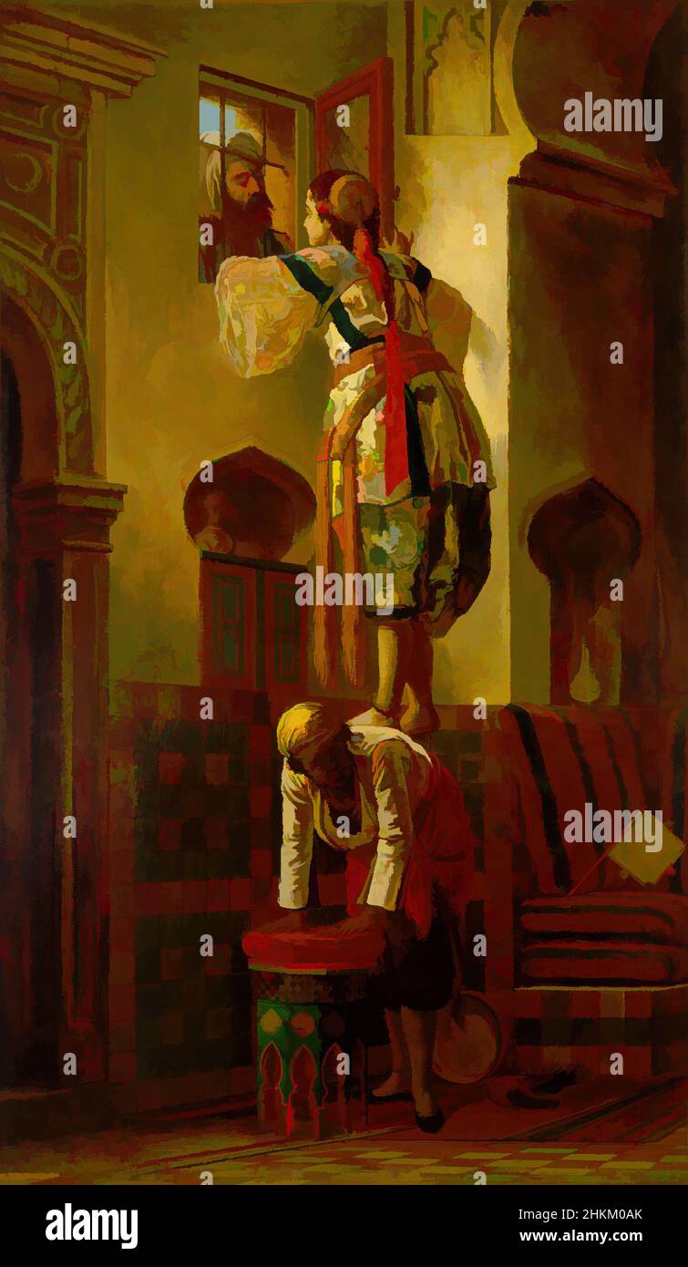 Kunst inspiriert von der Tryst, Unbekannt, 19th-20th Jahrhundert, Öl auf Tafel, Gemälde, 21 11/16 x 12 13/16 Zoll (55,1 x 32,5 cm, Classic Works modernisiert von Artotop mit einem Schuss Modernität. Formen, Farbe und Wert, auffällige visuelle Wirkung auf Kunst. Emotionen durch Freiheit von Kunstwerken auf zeitgemäße Weise. Eine zeitlose Botschaft, die eine wild kreative neue Richtung verfolgt. Künstler, die sich dem digitalen Medium zuwenden und die Artotop NFT erschaffen Stockfoto