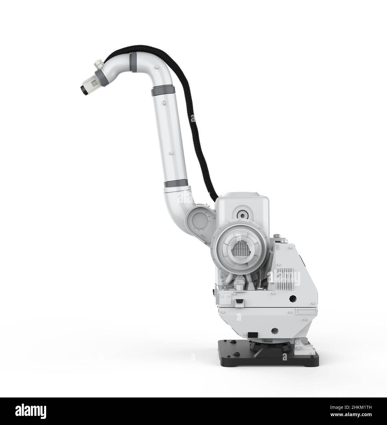 3D Rendering Roboter Airbrush für die Automatisierung Malerei isoliert auf weiß Stockfoto