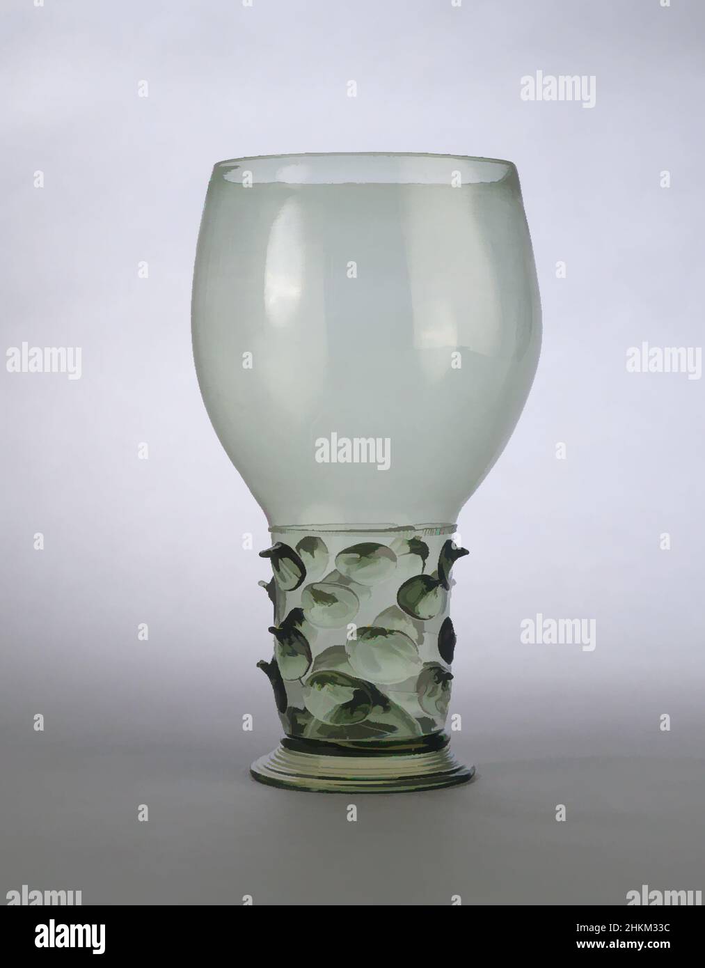 Kunst inspiriert von Wineglass (roemer), Niederländisch, 1600-30, Glas, Made in Netherlands, Europa, Deutschland, Europa, Glaswaren, 9 1/4 x 5 1/8 Zoll (23,5 x 13 cm, Classic Works modernisiert von Artotop mit einem Schuss Modernität. Formen, Farbe und Wert, auffällige visuelle Wirkung auf Kunst. Emotionen durch Freiheit von Kunstwerken auf zeitgemäße Weise. Eine zeitlose Botschaft, die eine wild kreative neue Richtung verfolgt. Künstler, die sich dem digitalen Medium zuwenden und die Artotop NFT erschaffen Stockfoto