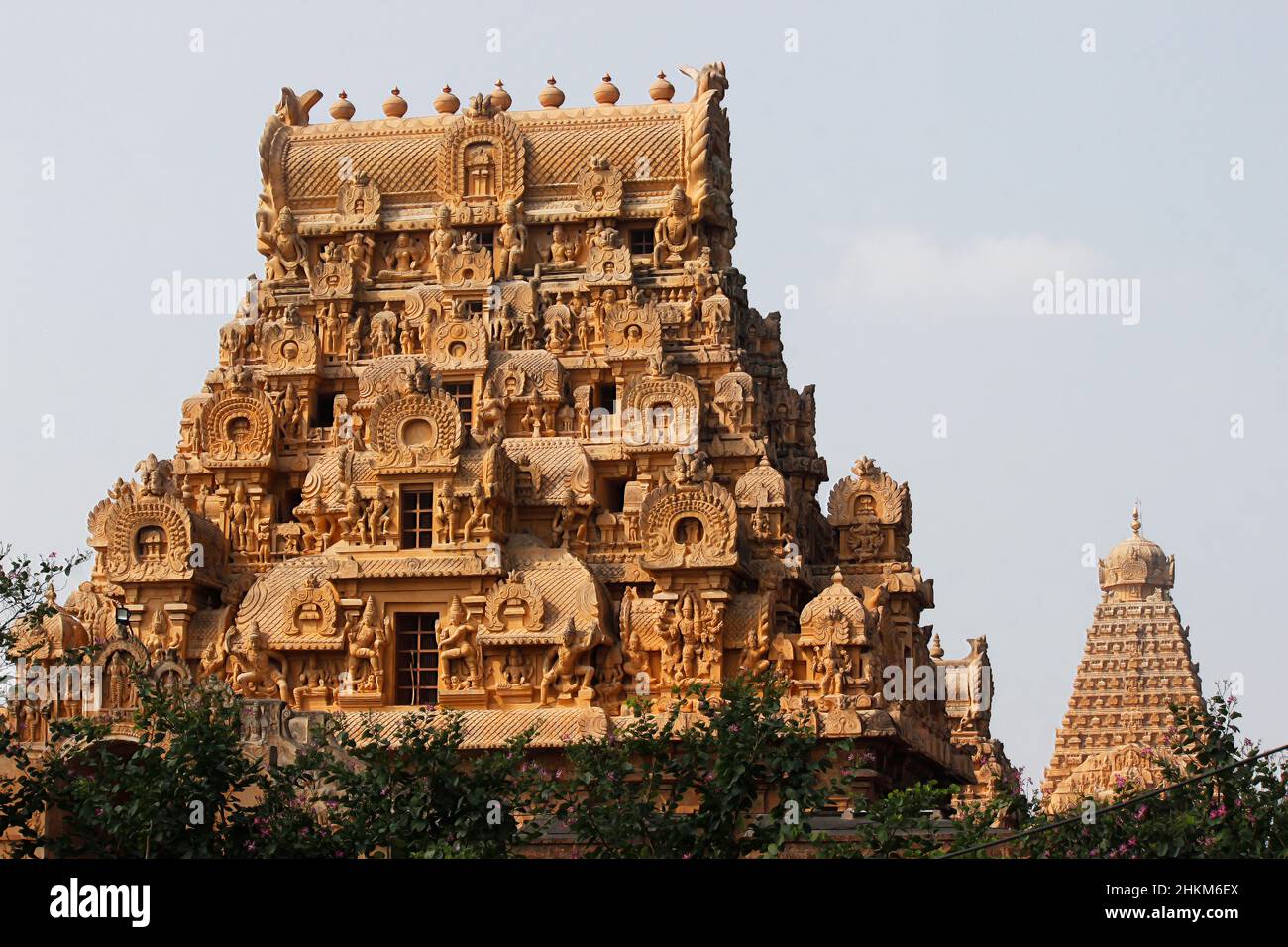 Vordereingang des Thanjavue brihadiswara Tempels, großer Tempel, in Tamilnadu, Indien Stockfoto
