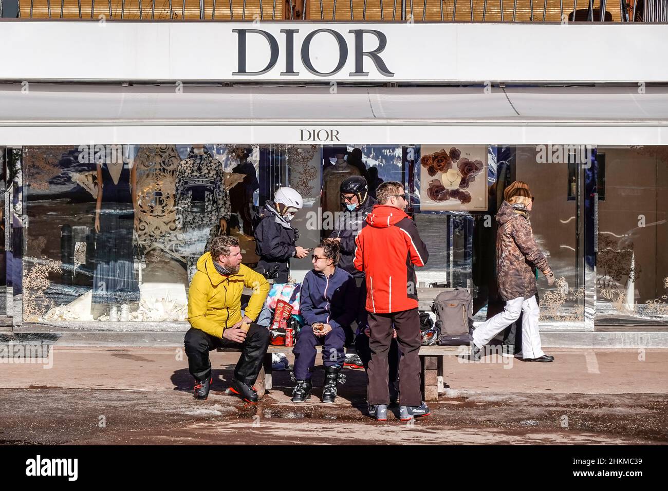 Einkaufsmeile, Dior, Courchevel, Departement Savoie, Frankreich Stockfoto