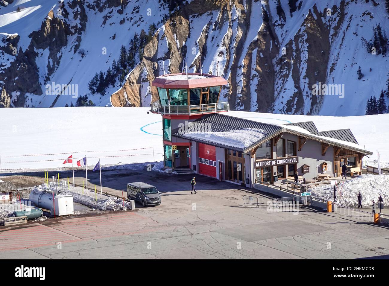 Flughafen, Altiport de Courchevel, Vallée de Courchevel, Departement Savoie, Frankreich Stockfoto