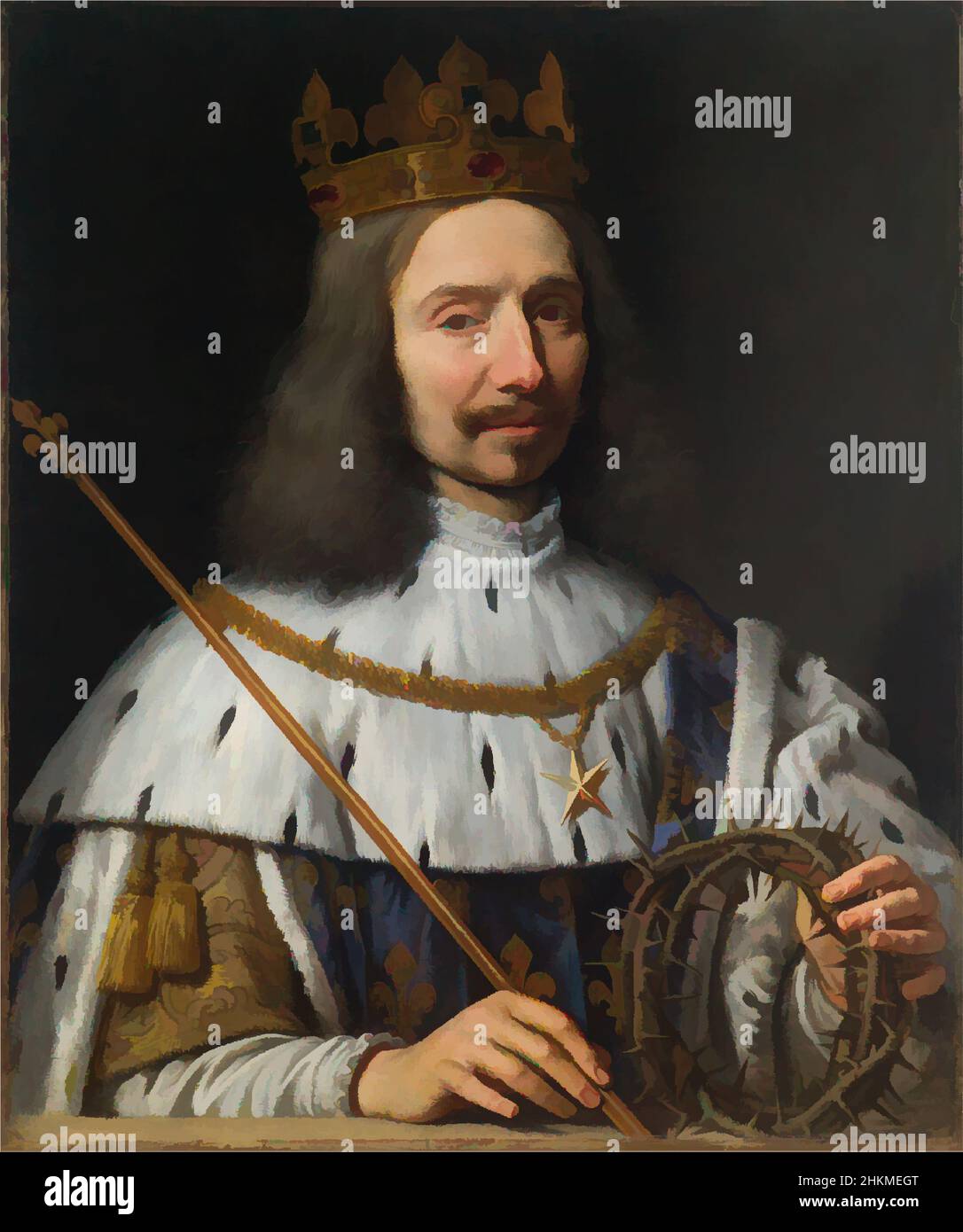 Kunst inspiriert von Vincent Voiture als St. Louis, Philippe de Champaigne, Französisch (geboren Belgien), 1602-1674, Vincent Voiture, Französisch, 1597-1648, Mitte des 17th. Jahrhunderts, Öl auf Leinwand, hergestellt in Frankreich, Europa, Gemälde, 26 3/4 x 22 3/8 Zoll (68 x 56,9 cm, Classic Works modernisiert von Artotop mit einem Schuss Modernität. Formen, Farbe und Wert, auffällige visuelle Wirkung auf Kunst. Emotionen durch Freiheit von Kunstwerken auf zeitgemäße Weise. Eine zeitlose Botschaft, die eine wild kreative neue Richtung verfolgt. Künstler, die sich dem digitalen Medium zuwenden und die Artotop NFT erschaffen Stockfoto